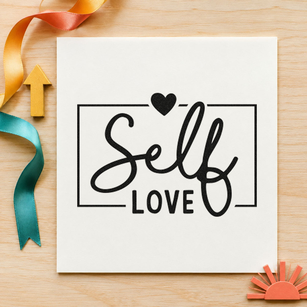 Self Love Framed Heart PSI Pre-Inked Stamp in use 3