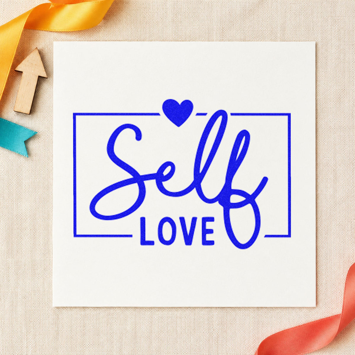 Self Love Framed Heart PSI Pre-Inked Stamp in use 5