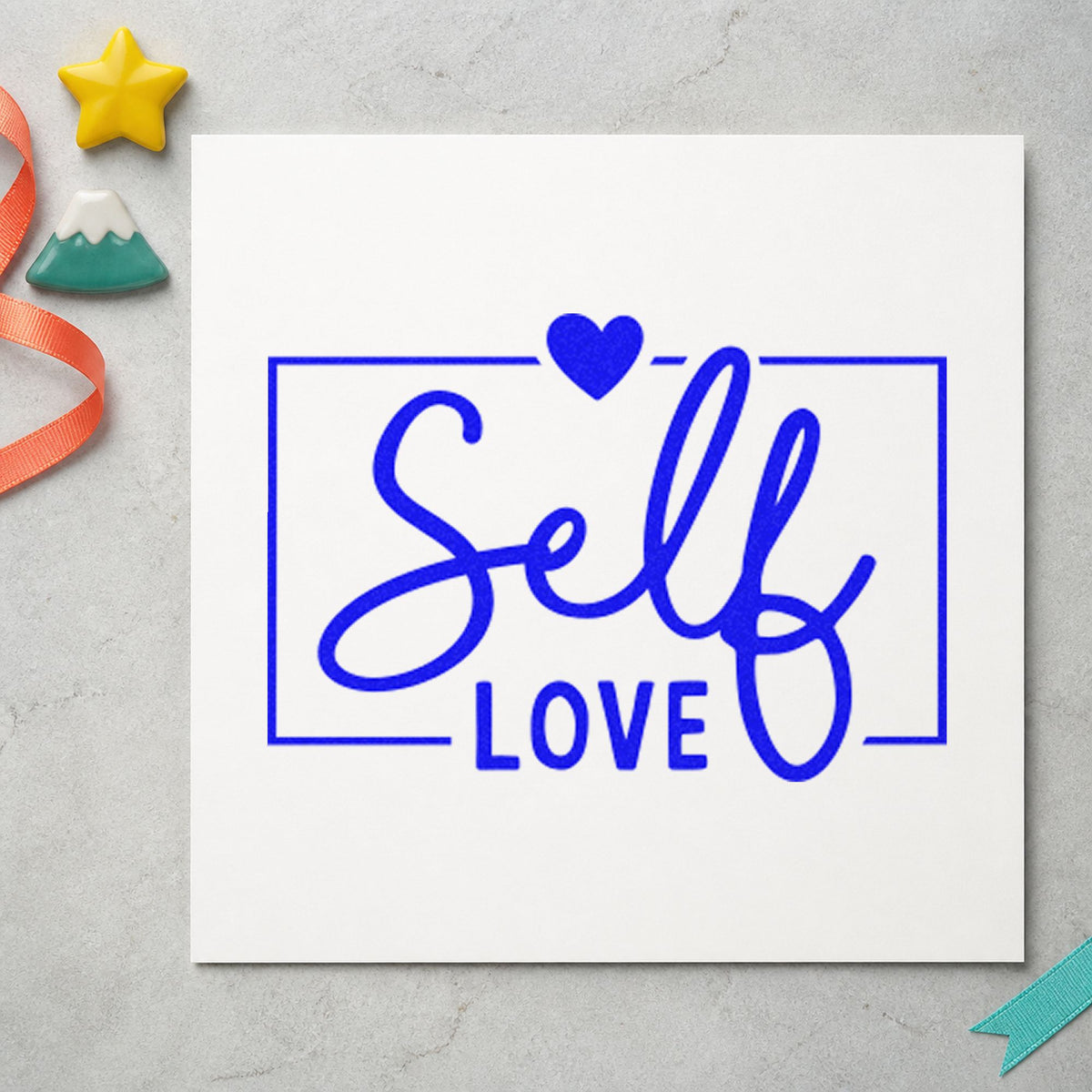 Self Love Framed Heart PSI Pre-Inked Stamp in use 6