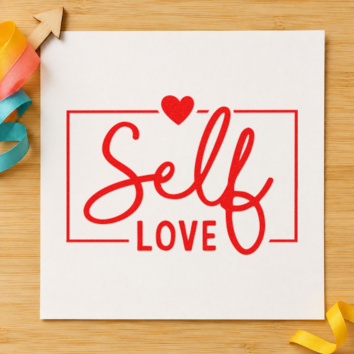 Self Love Framed Heart PSI Pre-Inked Stamp in use 7