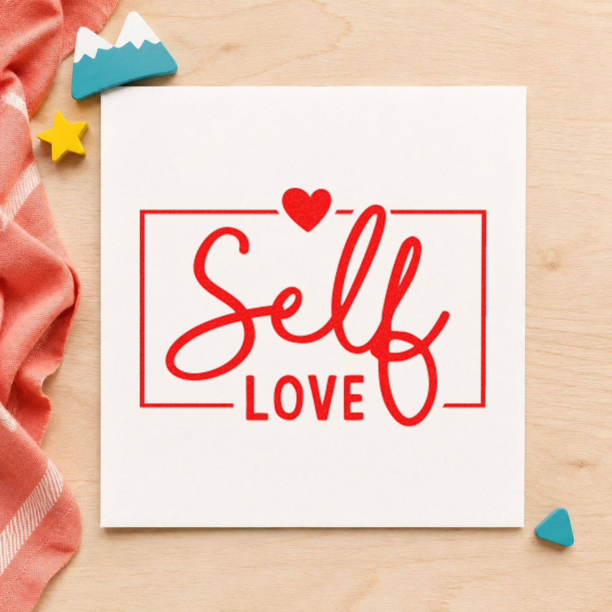 Self Love Framed Heart PSI Pre-Inked Stamp in use 8