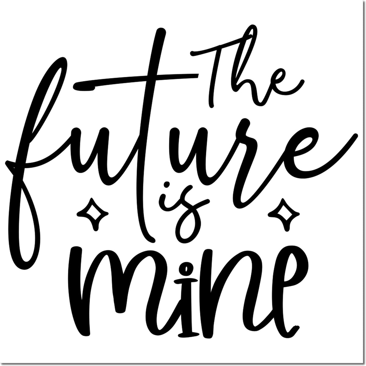 The future is mine motivational custom rubber stamp design for planners, journals, and DIY self-empowerment crafts.