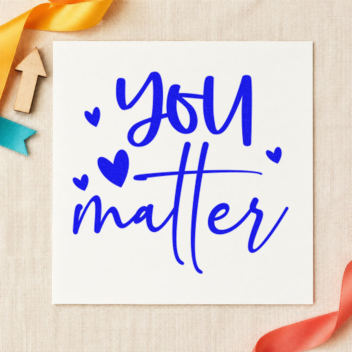 You Matter Scattered Hearts Self-Inking Stamp in use 6