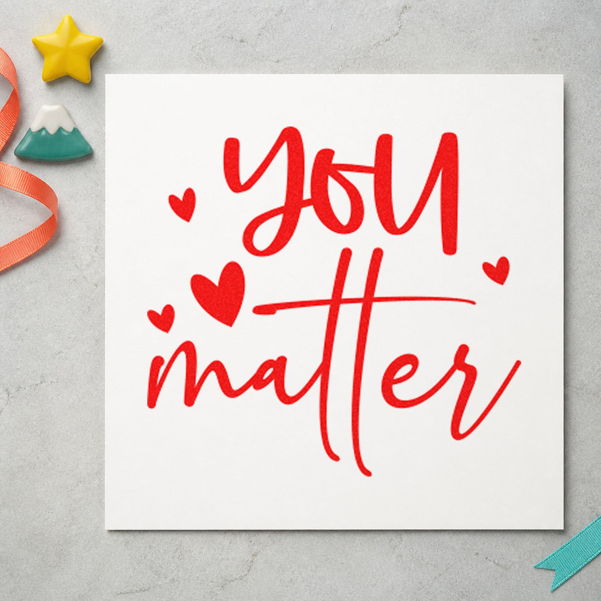 You Matter Scattered Hearts Self-Inking Stamp in use 7