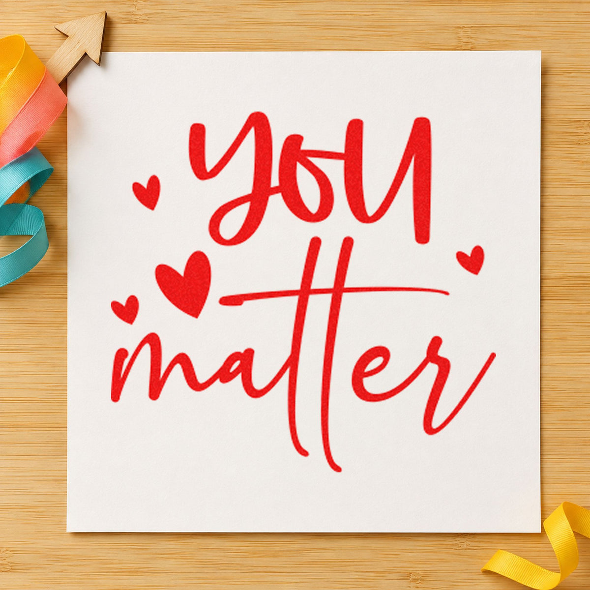 You Matter Scattered Hearts Self-Inking Stamp in use 8