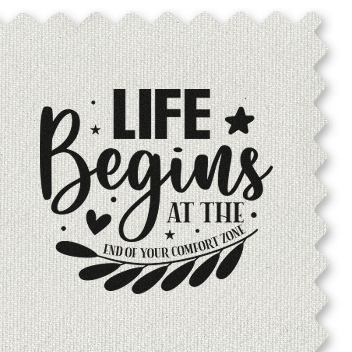 Motivational rubber stamp with quote, Life begins at the end of your comfort zone, for crafts and journaling.