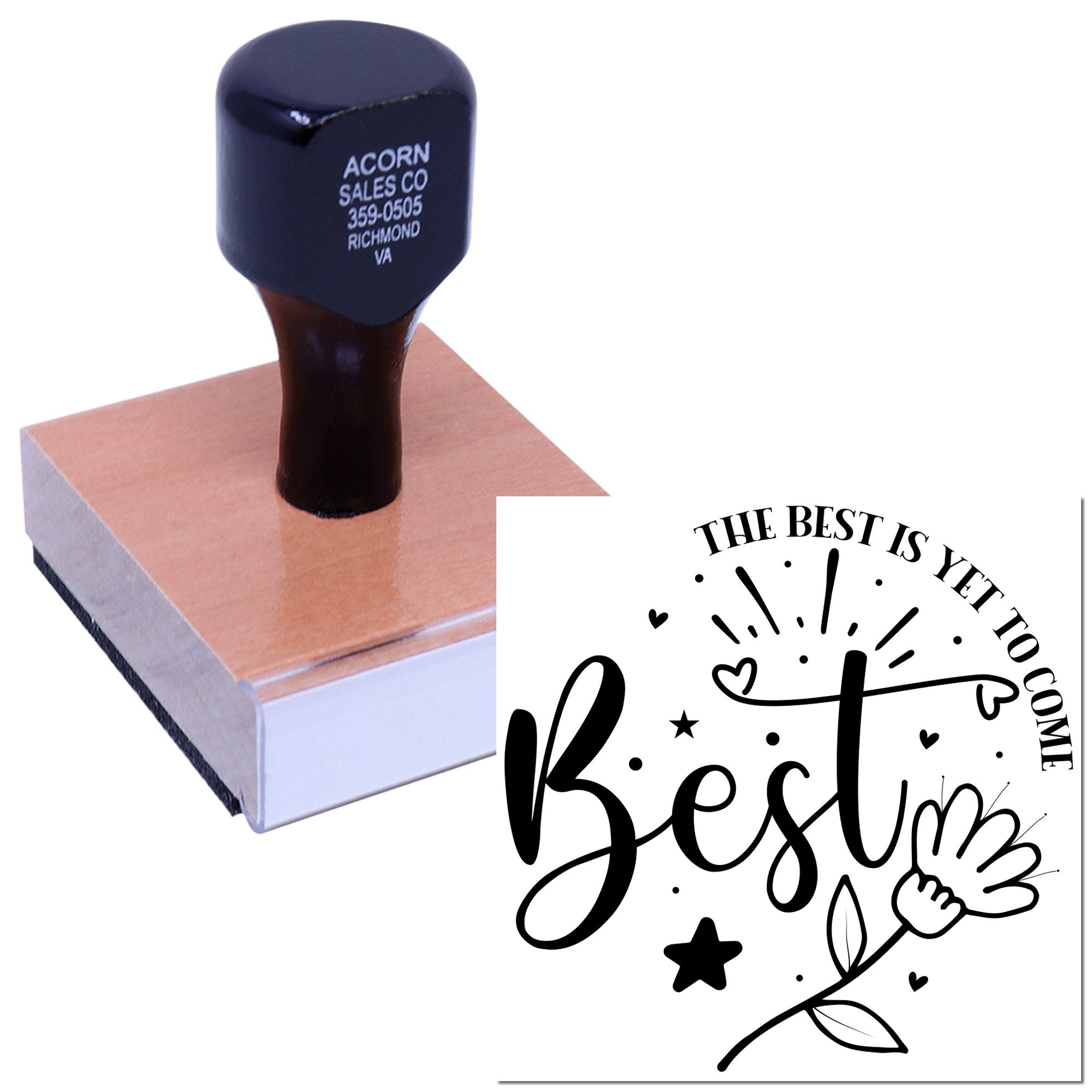 Custom rubber stamp with inspirational quote design, ideal for handmade cards, crafts, and small business branding.