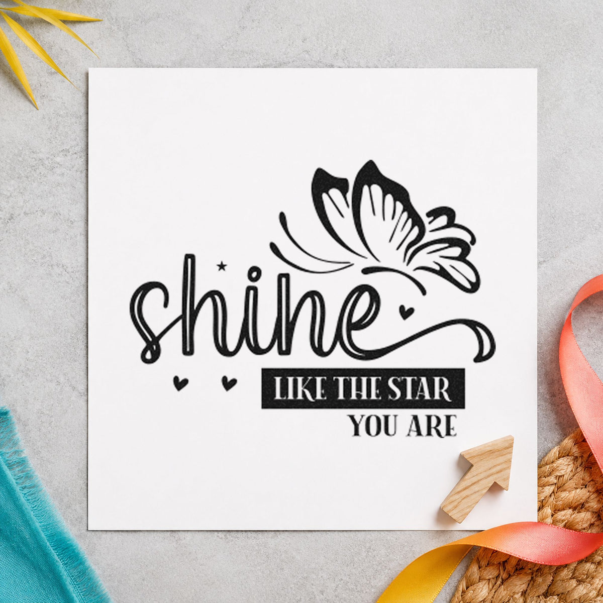 Shine Like Star Butterfly With Hearts Stamp – Self-Inking in use 10