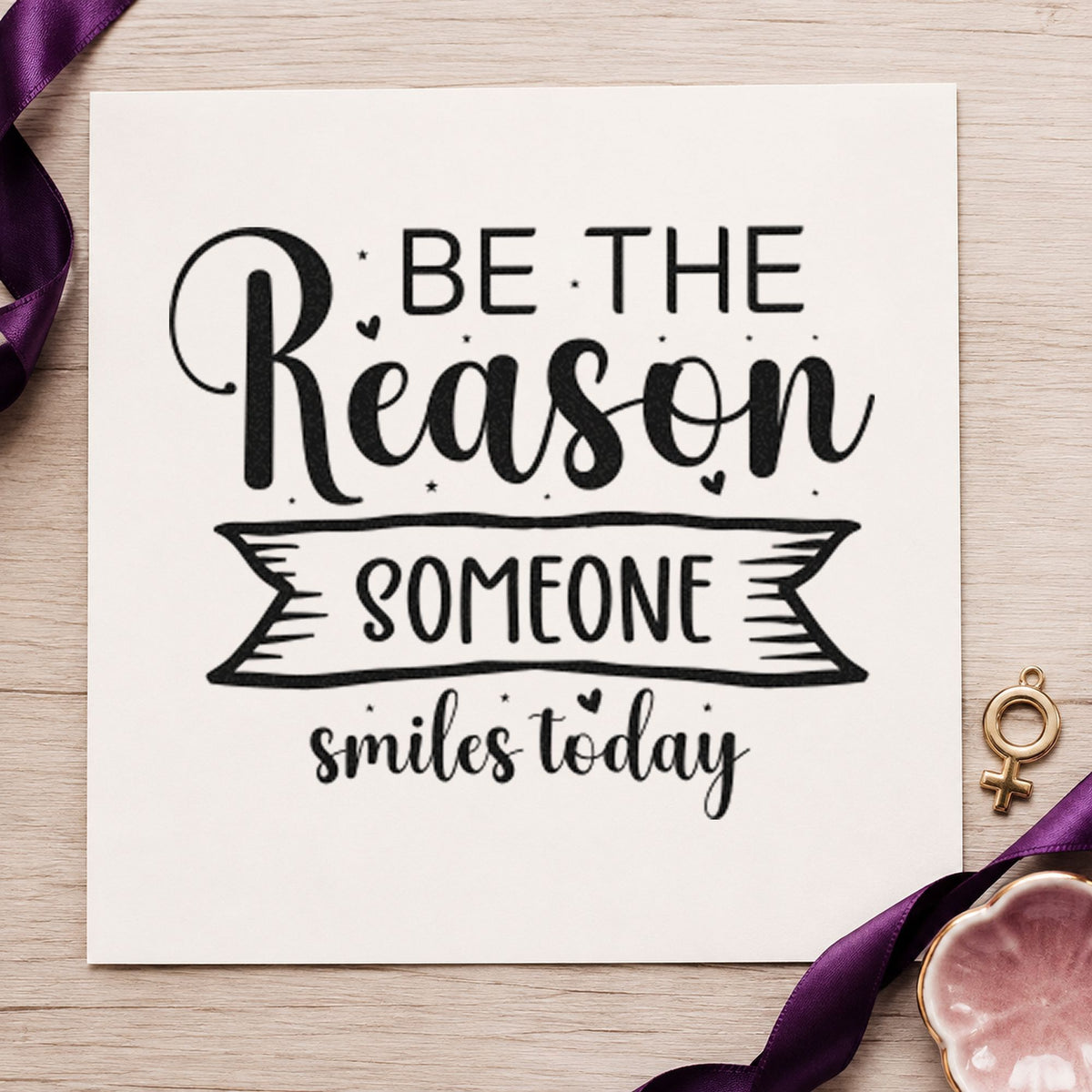 Reason Someone Smiles Today Banner rubber stamp printed in black ink, ready for hand banner cards and similar paper crafts.