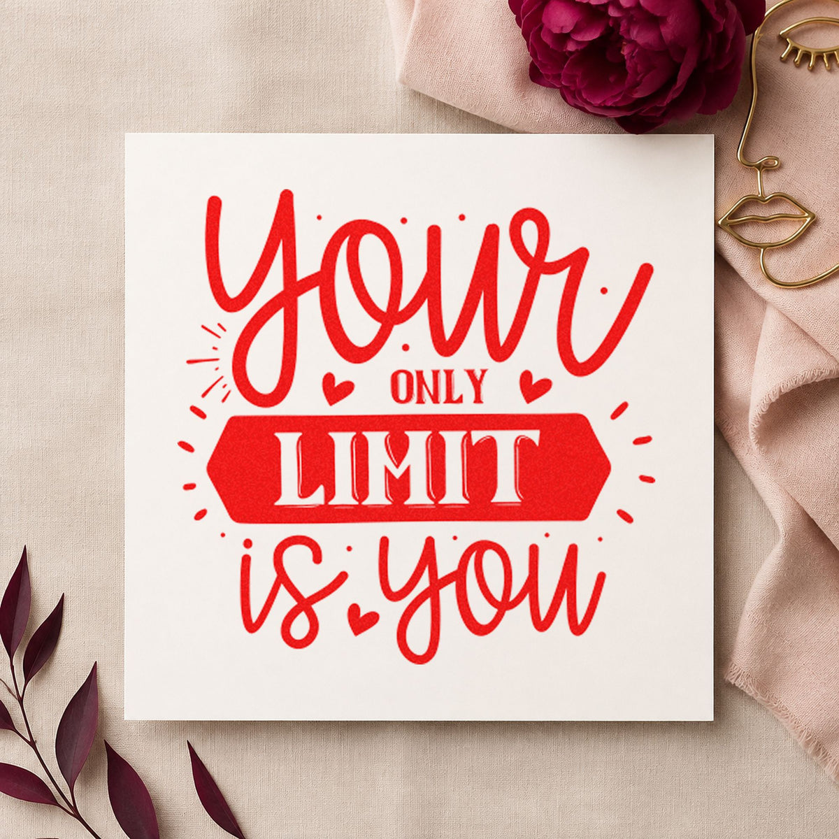 Your Only Limit Is You Wood Handle Stamp in use 8