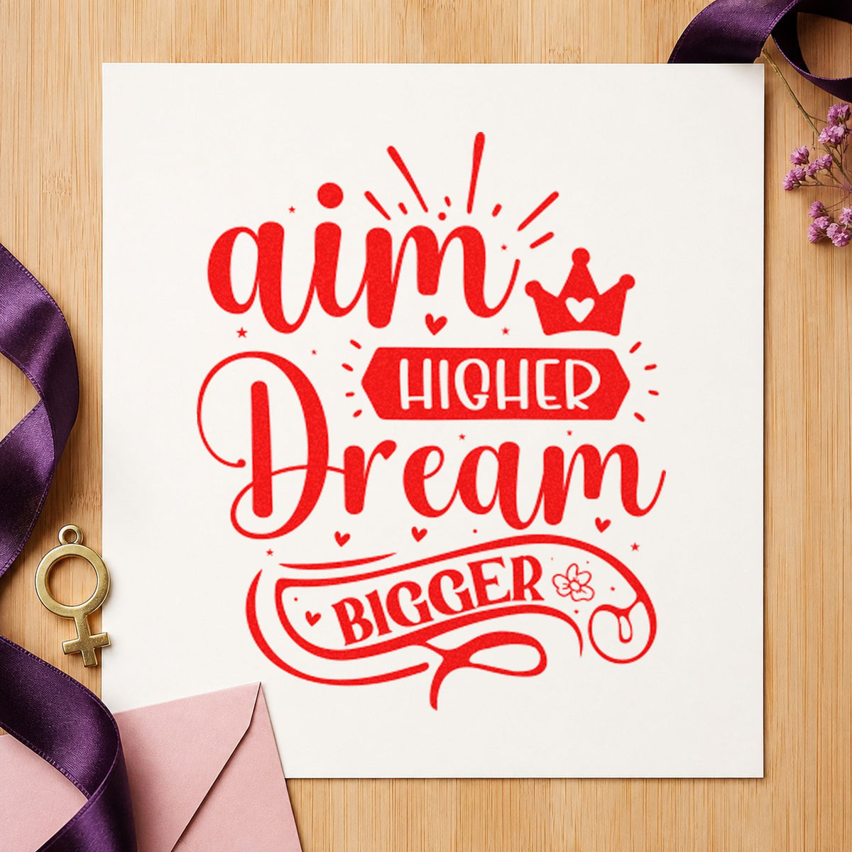 Aim Higher Dream Bigger Crown Slim Pre-Inked Stamp in use 7