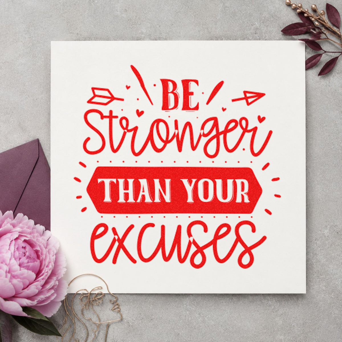 Slim Pre-Inked Stronger Than Your Excuses Arrows Stamp in use 7