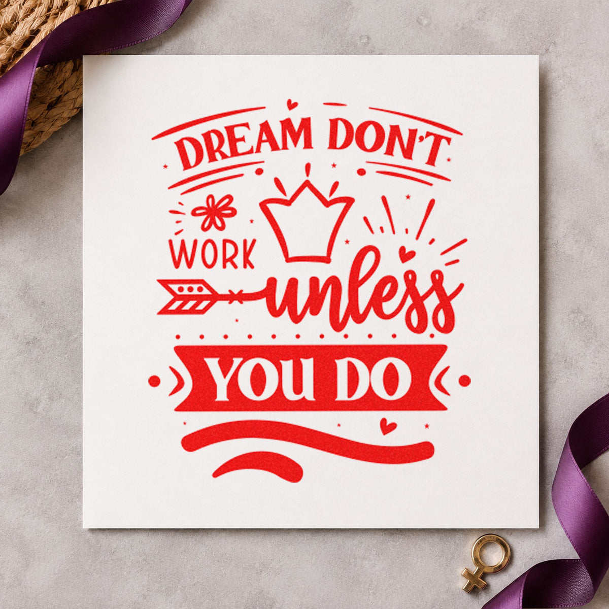 Wood Handle Dream Don't Work Unless You Do Rubber Stamp in use 7