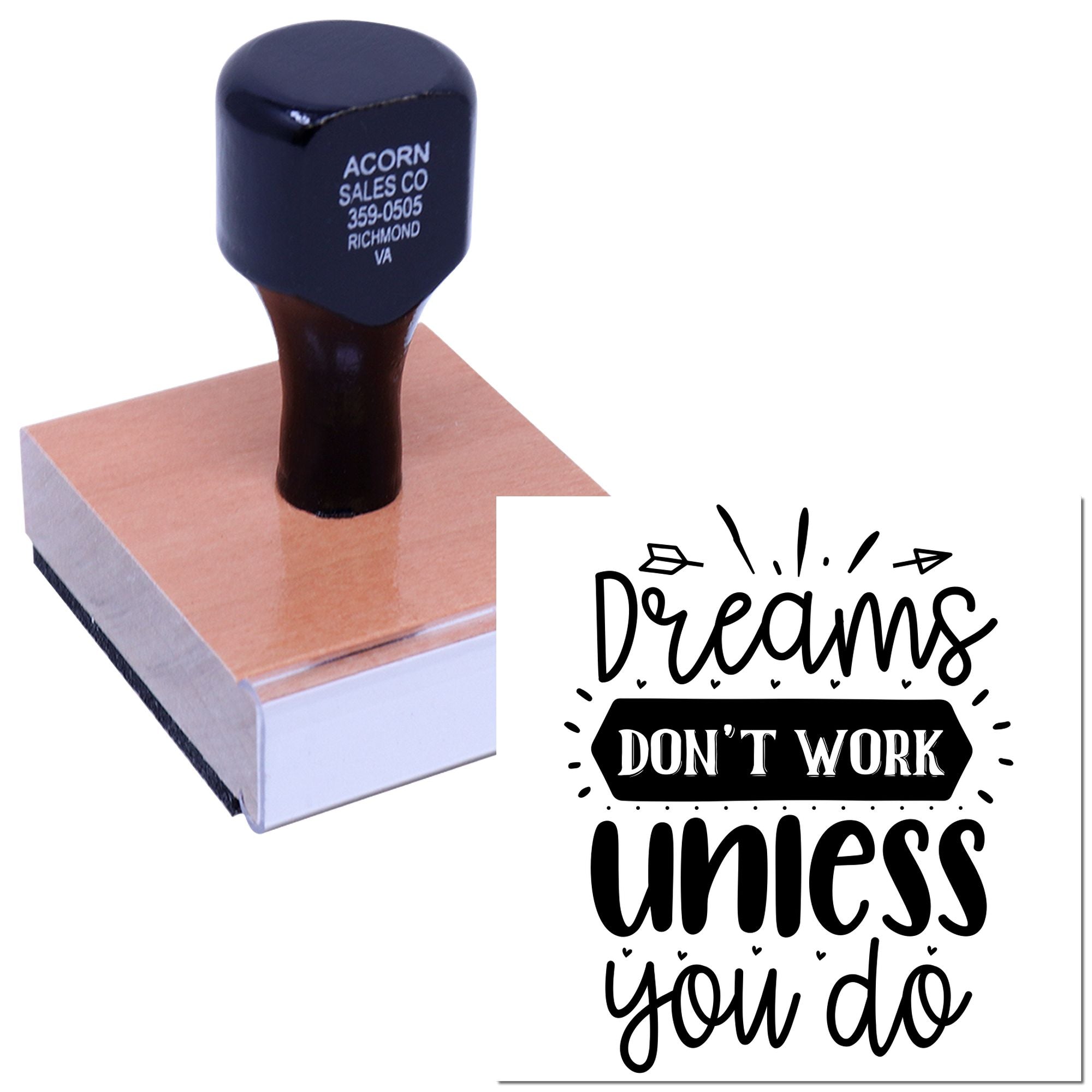 Custom rubber stamp with Dreams dont work unless you do design for business branding, crafts, and stationery.