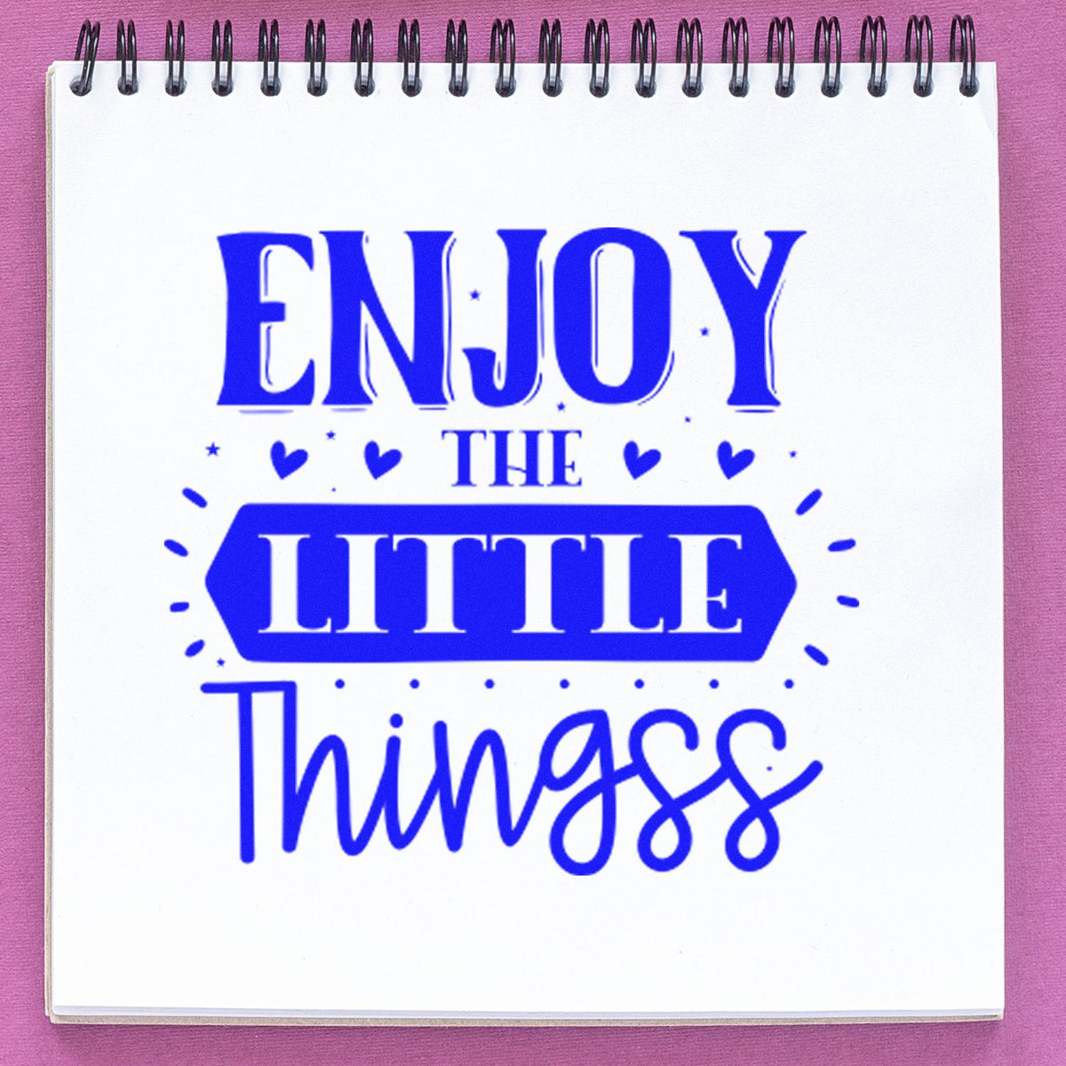 Decorative Enjoy the Little Things rubber stamp for journaling, scrapbooking, and handmade cards.