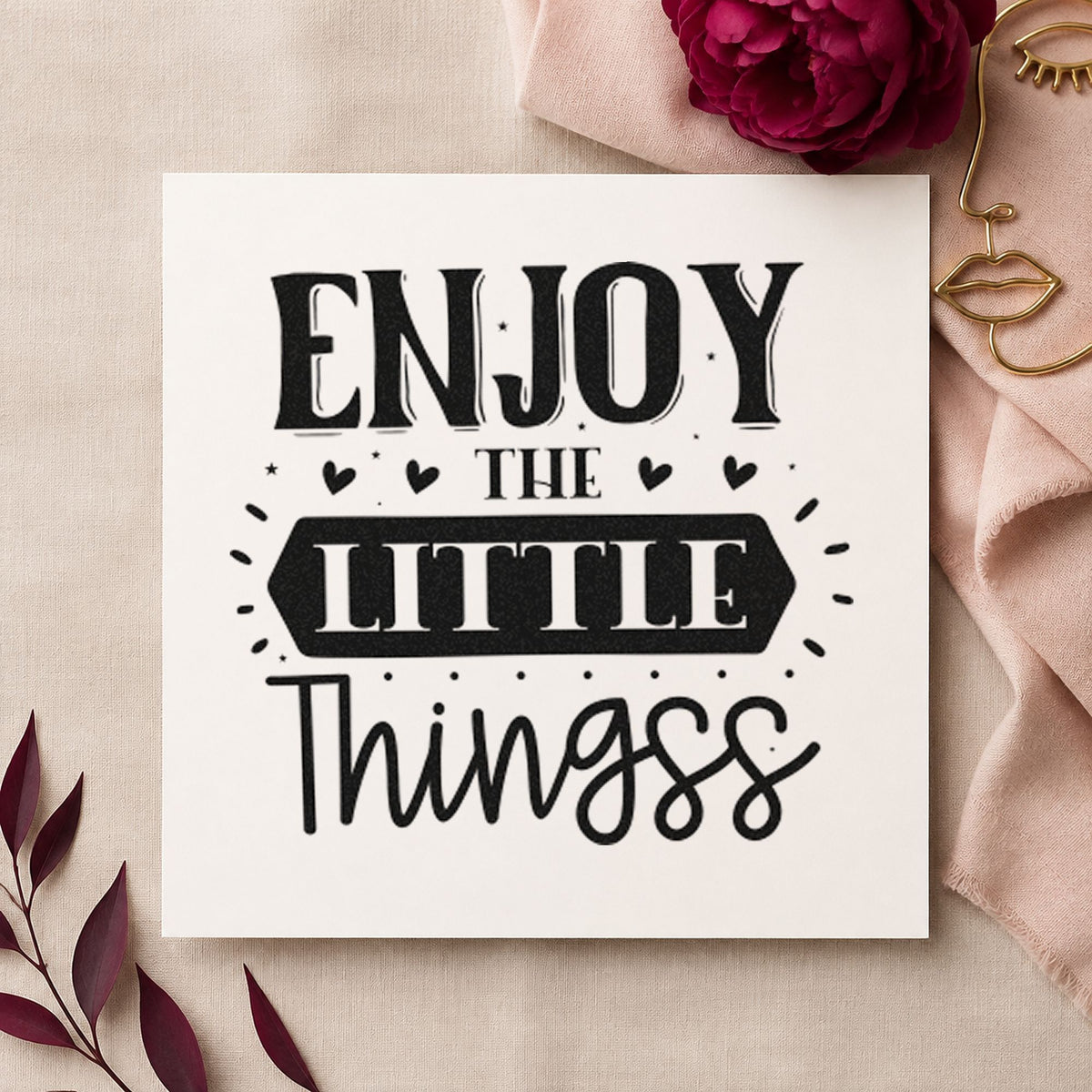 Pre-Inked Enjoy The Little Things Heart Accents Stamp – PSI in use 3