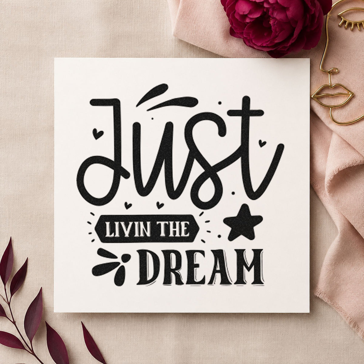 Just Livin The Dream With Stars Hand Stamp – Duo in use 4