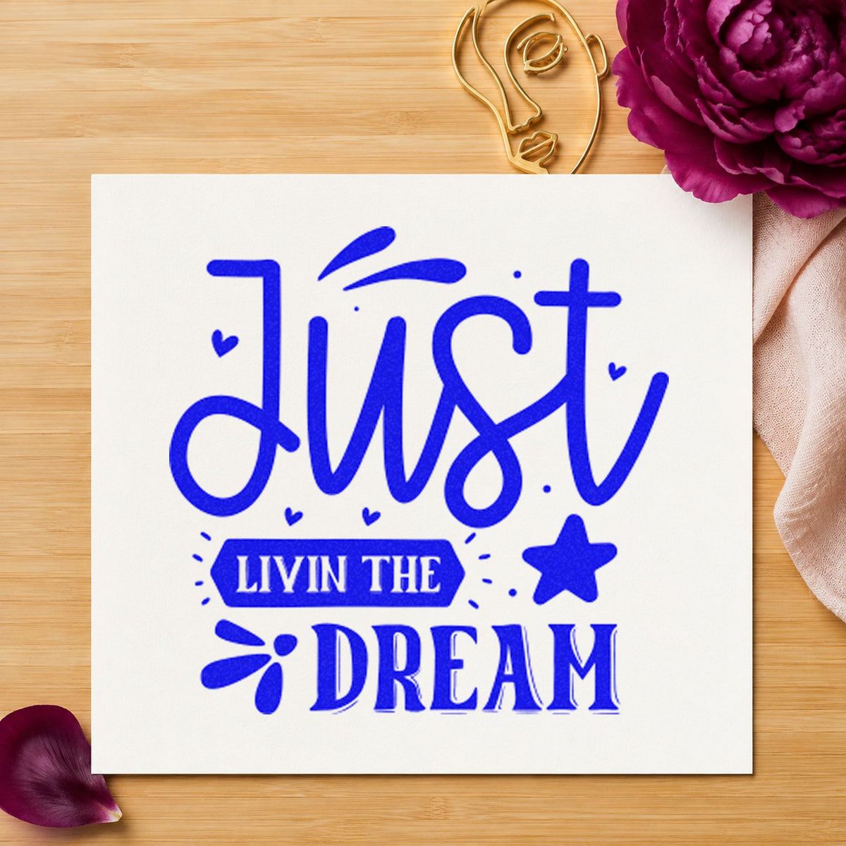 Just Livin The Dream With Stars Hand Stamp – Duo in use 5