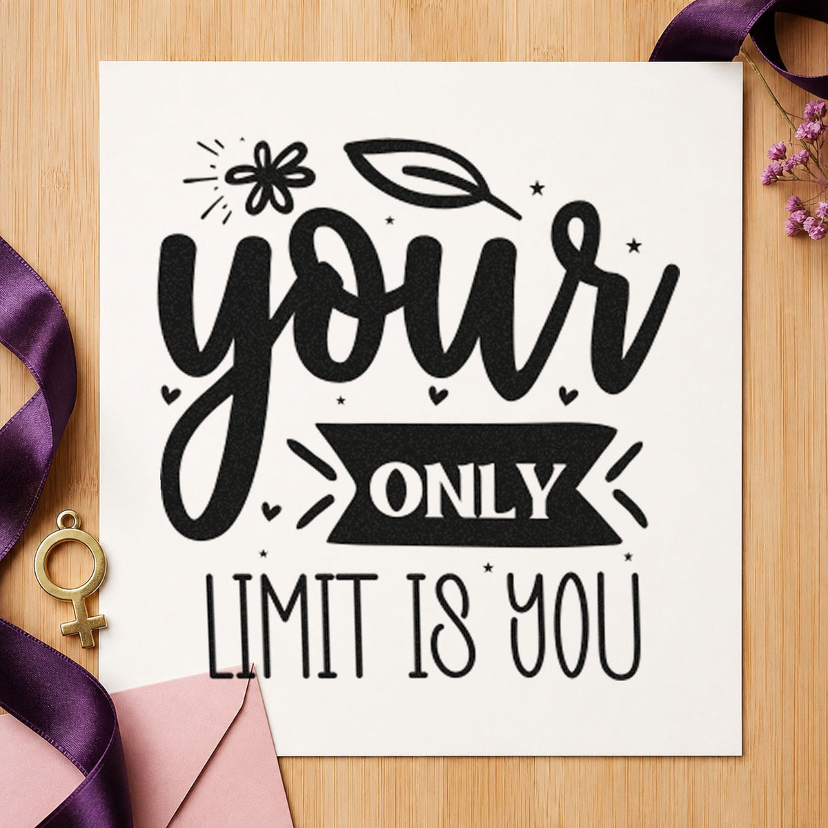 Your Only Limit Is You Flower Motif Pre-Inked Stamp – Slim in use 4