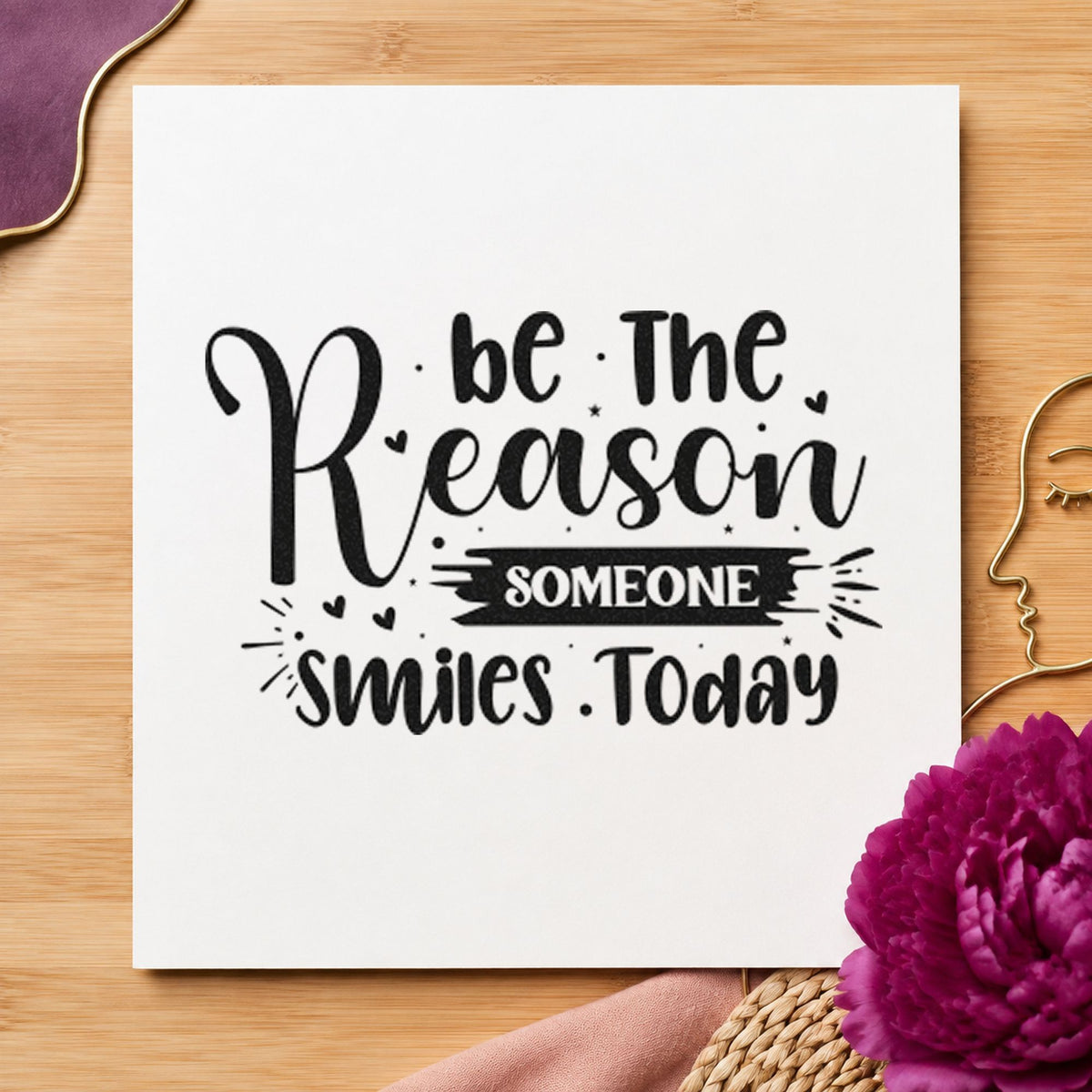 Reason Someone Smiles Today Brush Rubber Stamp – Duo Hand in use 4