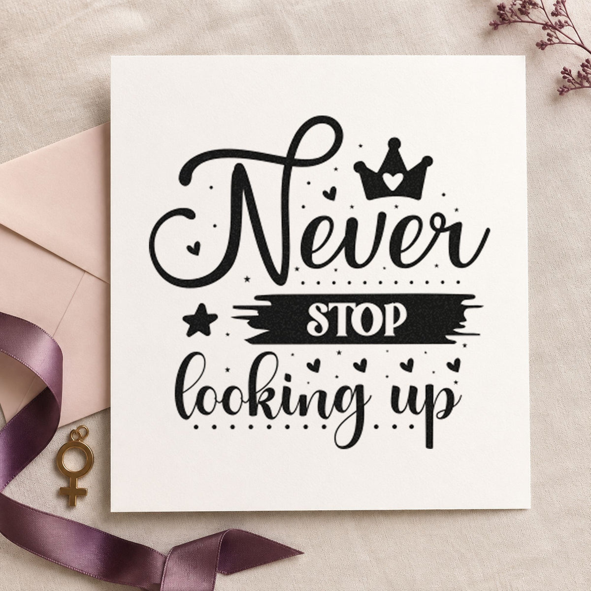 Never Stop Looking Up Crown With Stars Stamp – Slim Pre-Inked in use 4