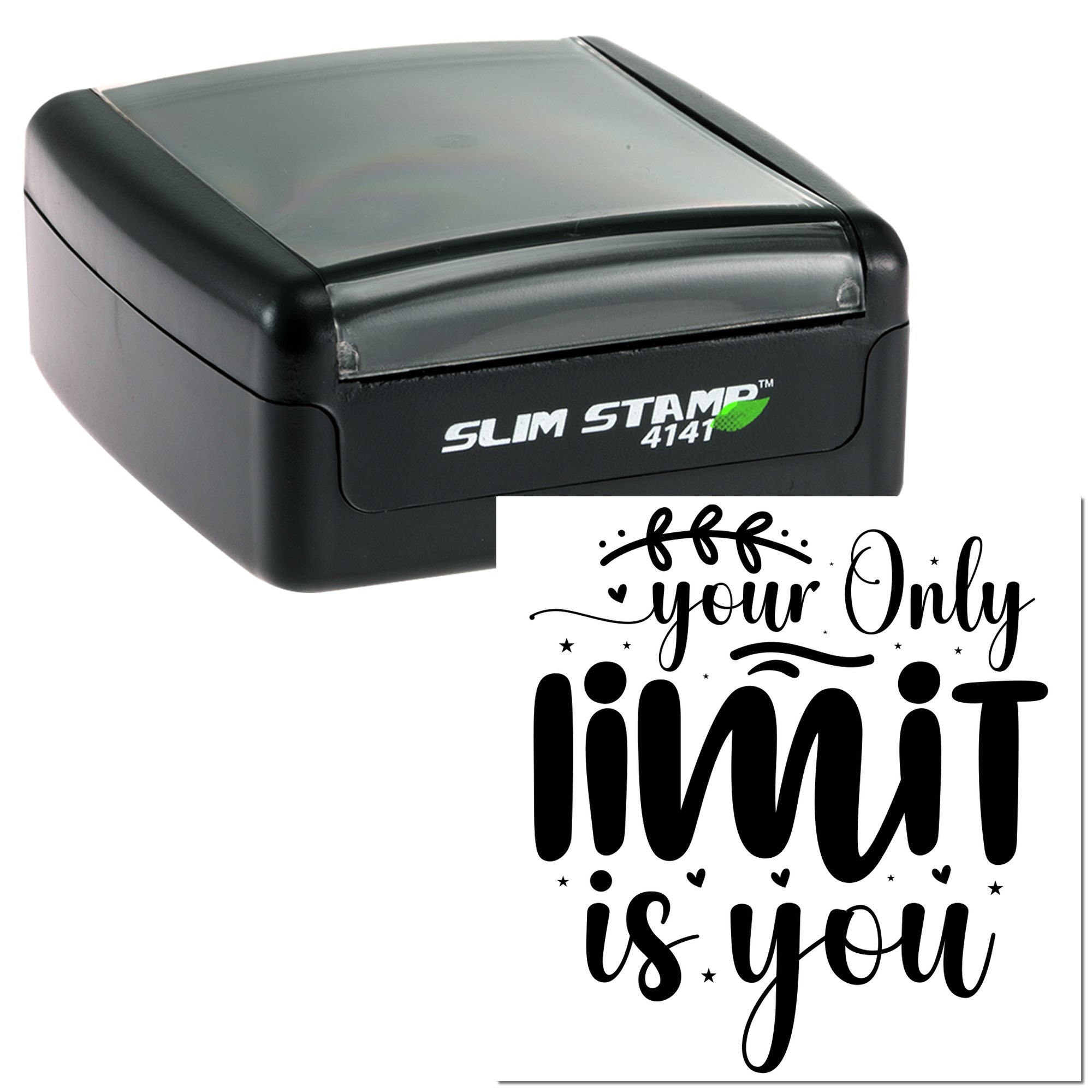 Custom self-inking rubber stamp featuring your only limit is you for crafts, planners, and branding.