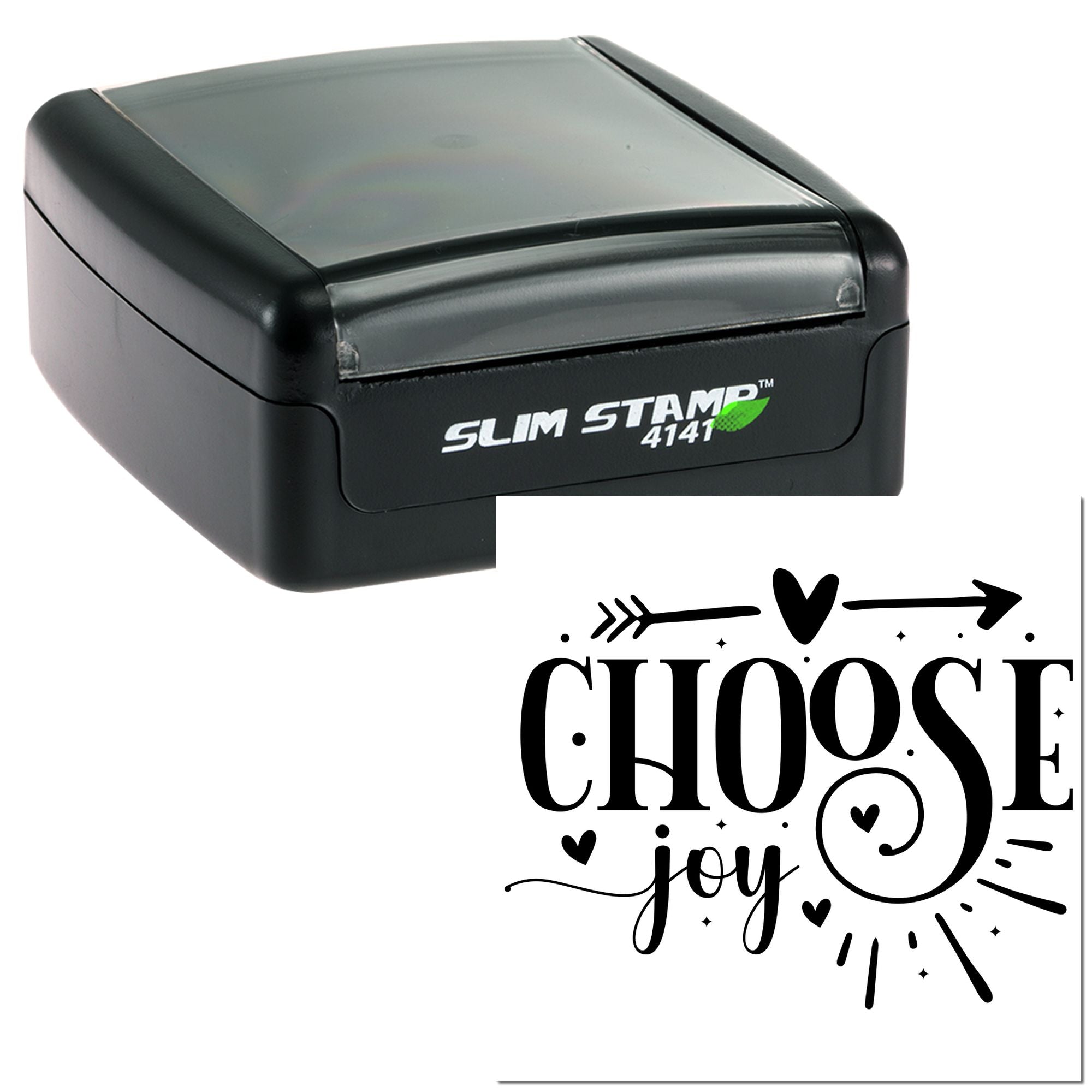 Slim Stamp 4141 self-inking rubber stamp with Choose Joy design for custom inspirational stamping.
