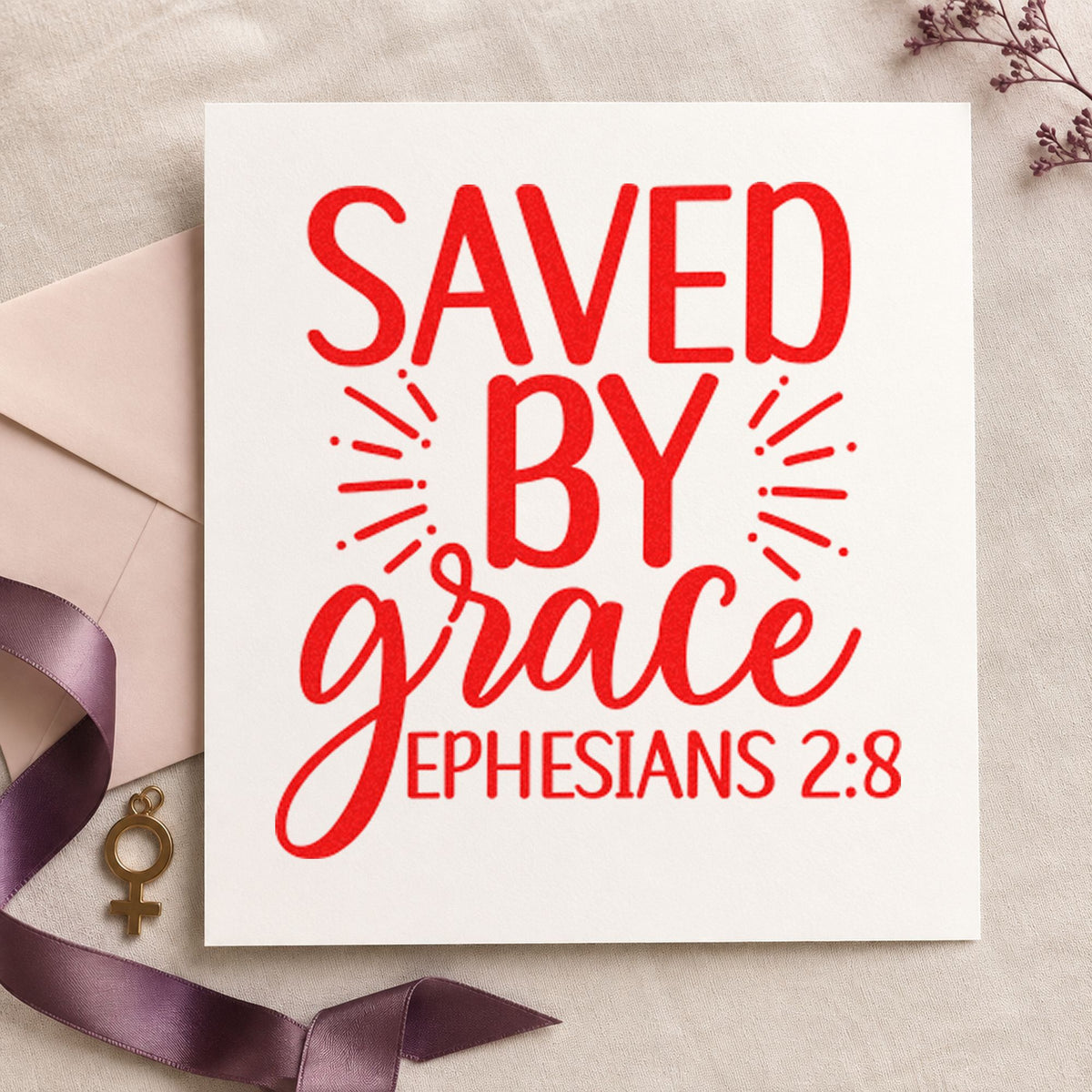 Saved By Grace Ephesians Lettering Pre-Inked Stamp – Slim in use 7