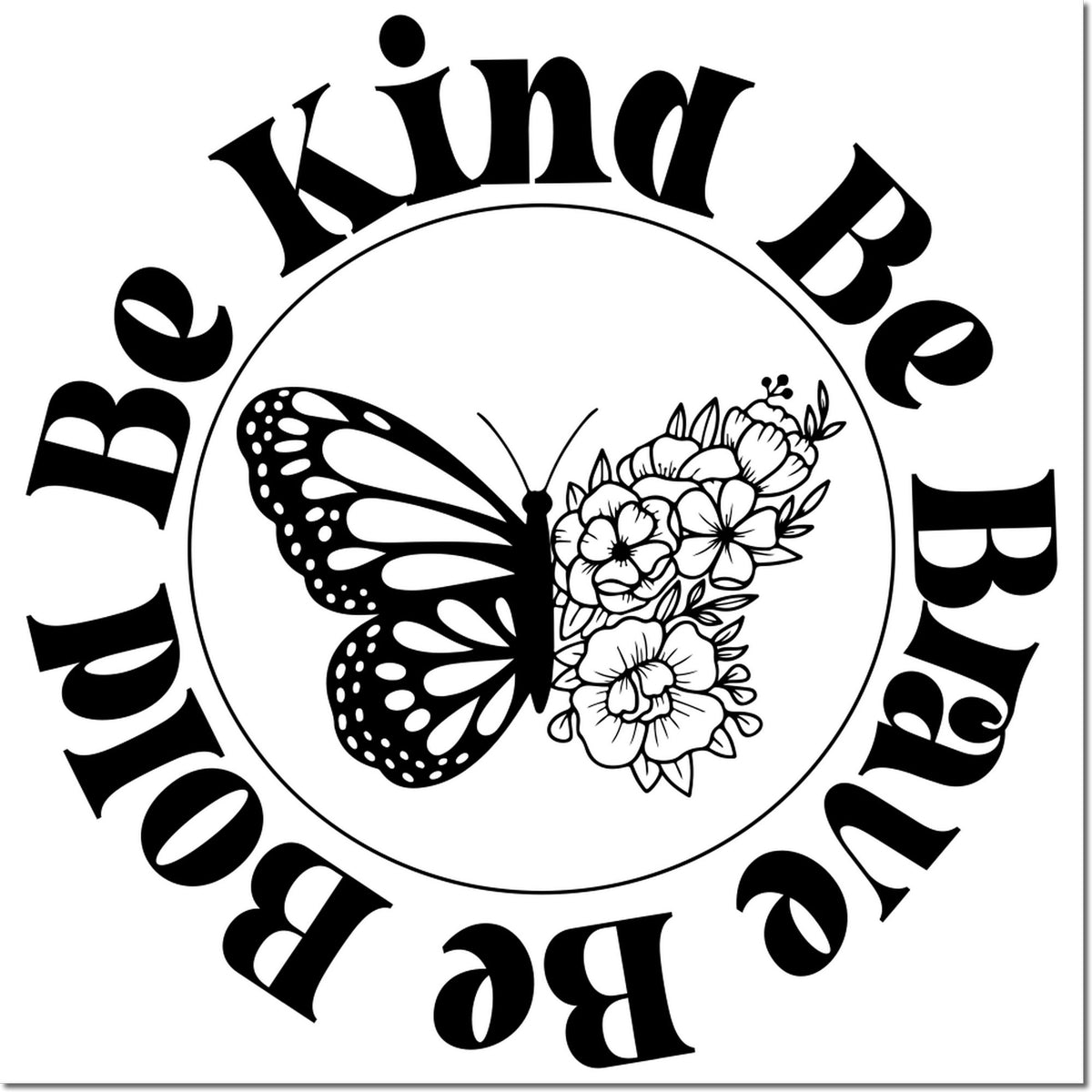 Butterfly Garden rubber stamp design with butterfly and flowers, perfect for handmade cards, scrapbooking, and crafts.