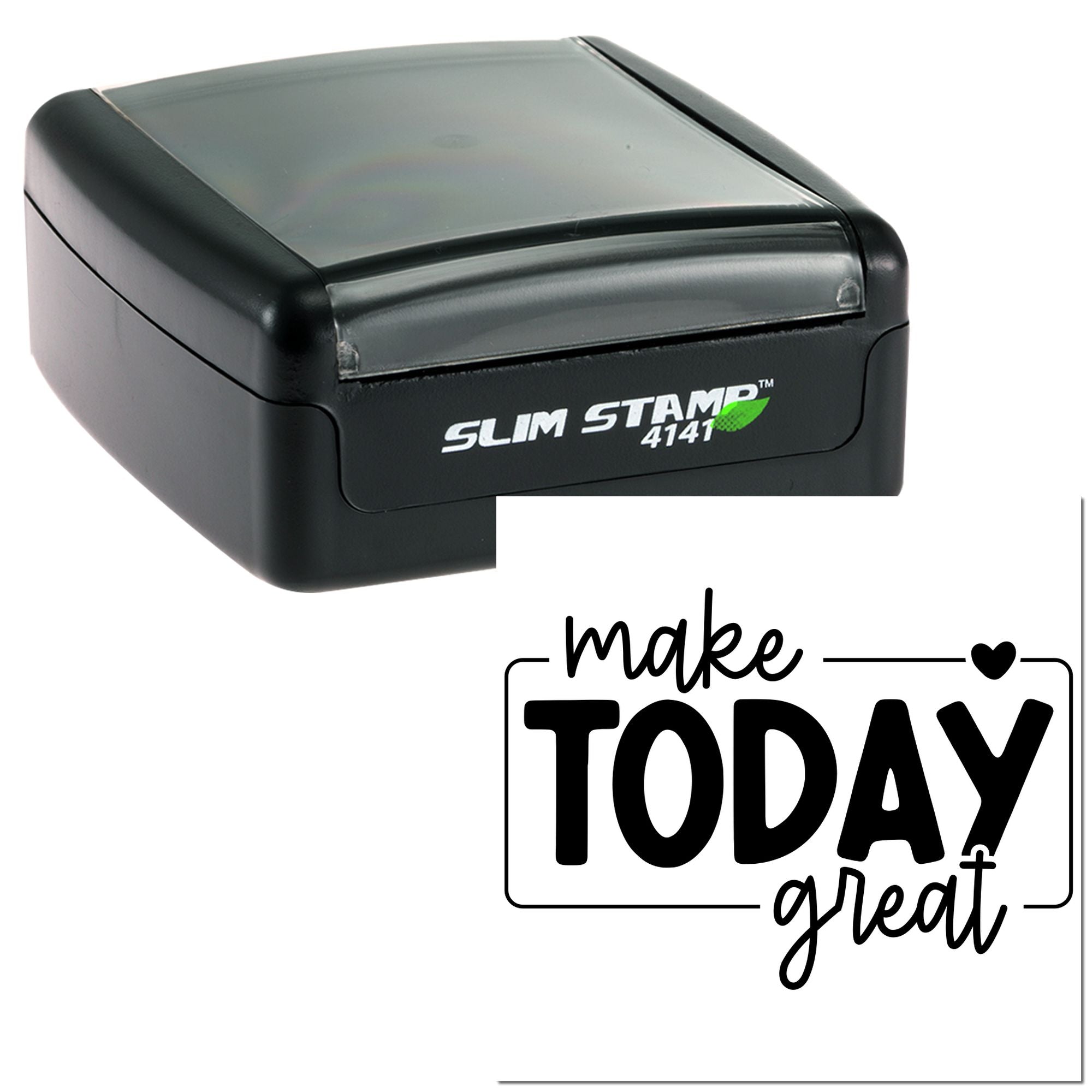 Slim self-inking rubber stamp with make TODAY great design for custom office or craft stamping.
