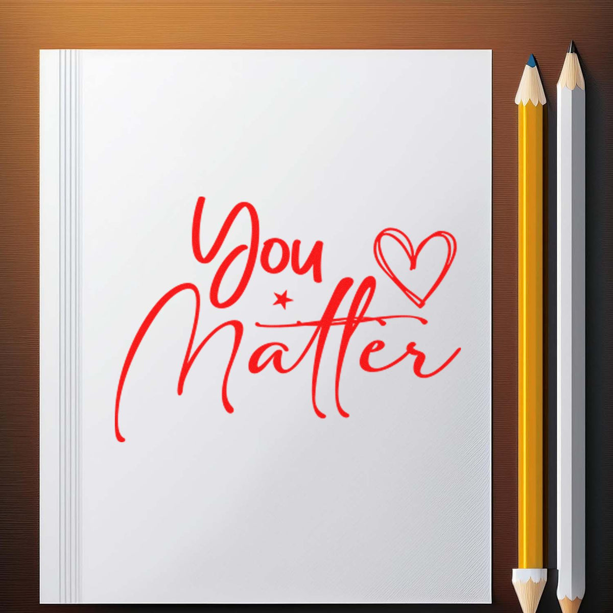 You Matter rubber stamp design in red script with heart, ideal for motivational stationery, planners, and custom stamps.