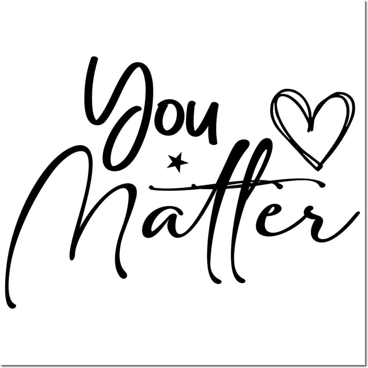 You Matter motivational rubber stamp design with heart and star, ideal for handmade cards, journaling, and crafts.