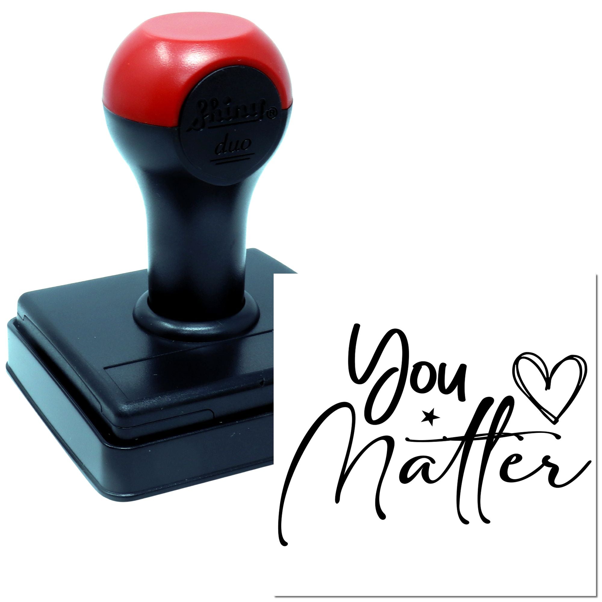 Custom self-inking rubber stamp with "You Matter" heart design for uplifting notes, cards, and school or office use.