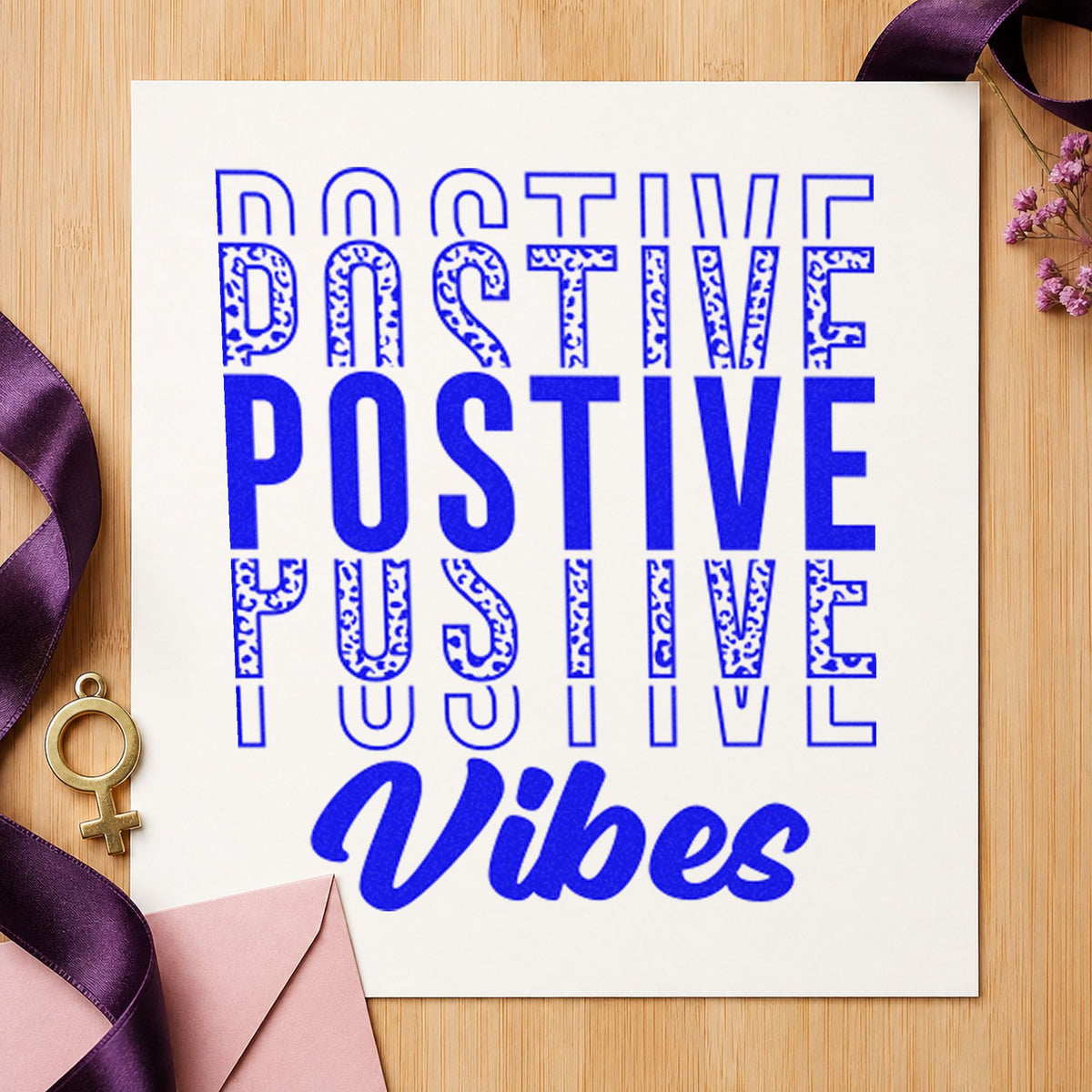 Positive Vibes Repeated Lettering Stamp – PSI Pre-Inked in use 5