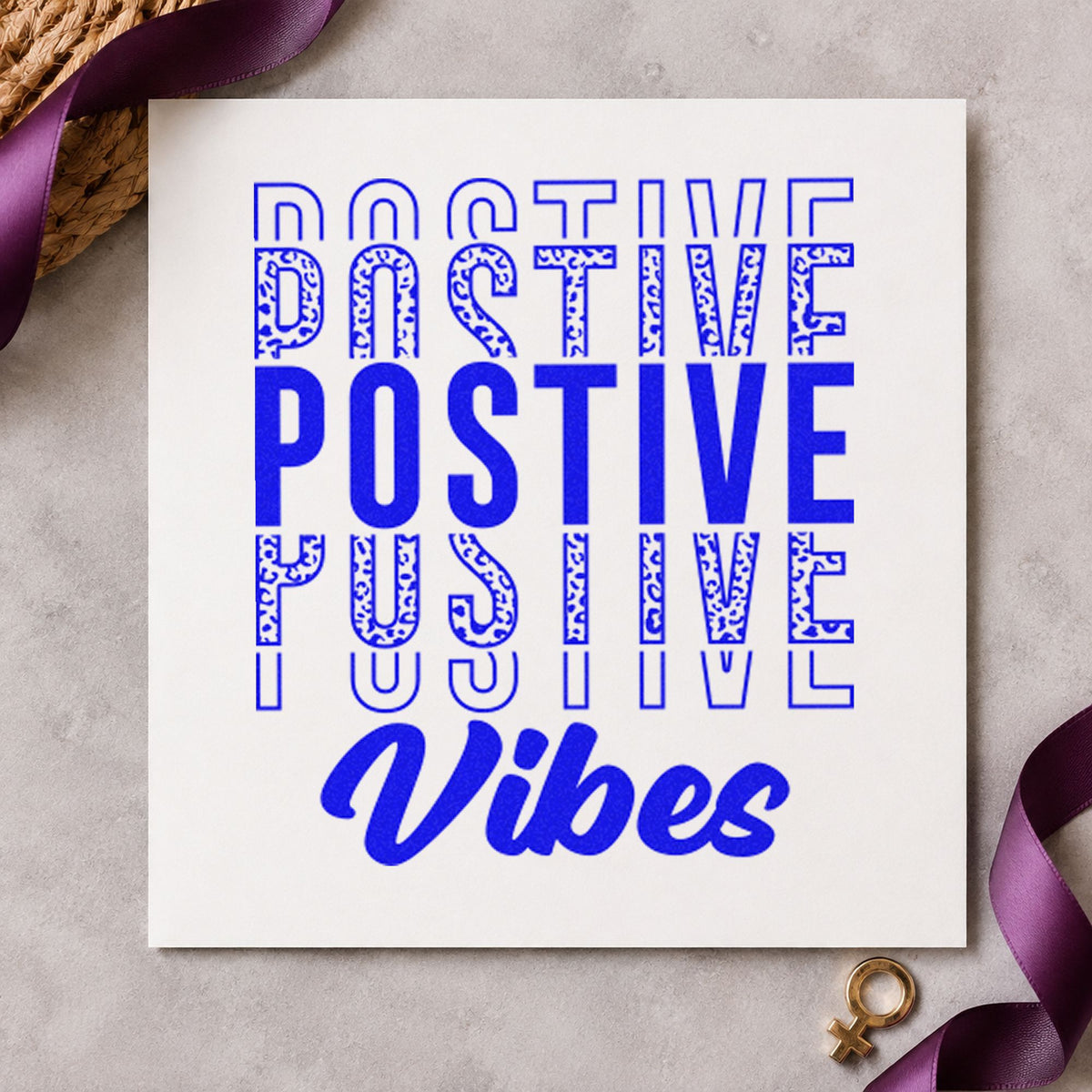 Positive Vibes Repeated Lettering Slim Pre-Inked Stamp in use 6