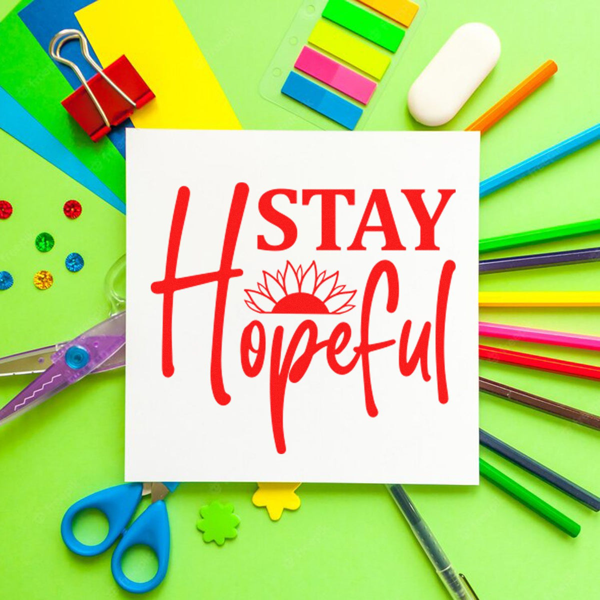 Stay Hopeful rubber stamp design for uplifting craft projects, scrapbook pages, and inspirational card making.