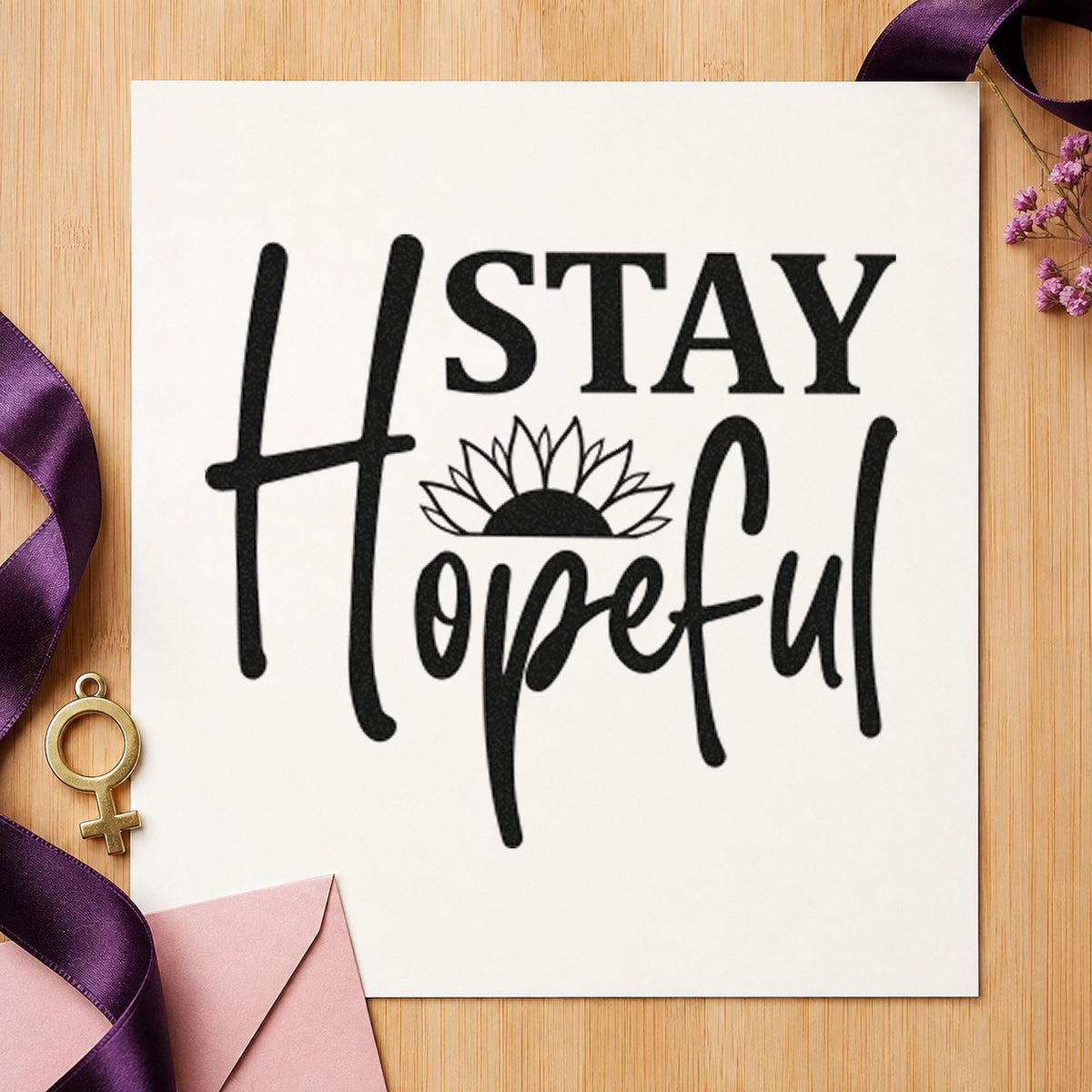 Stay Hopeful Sunflower Word Art Pre-Inked Stamp – Slim in use 3
