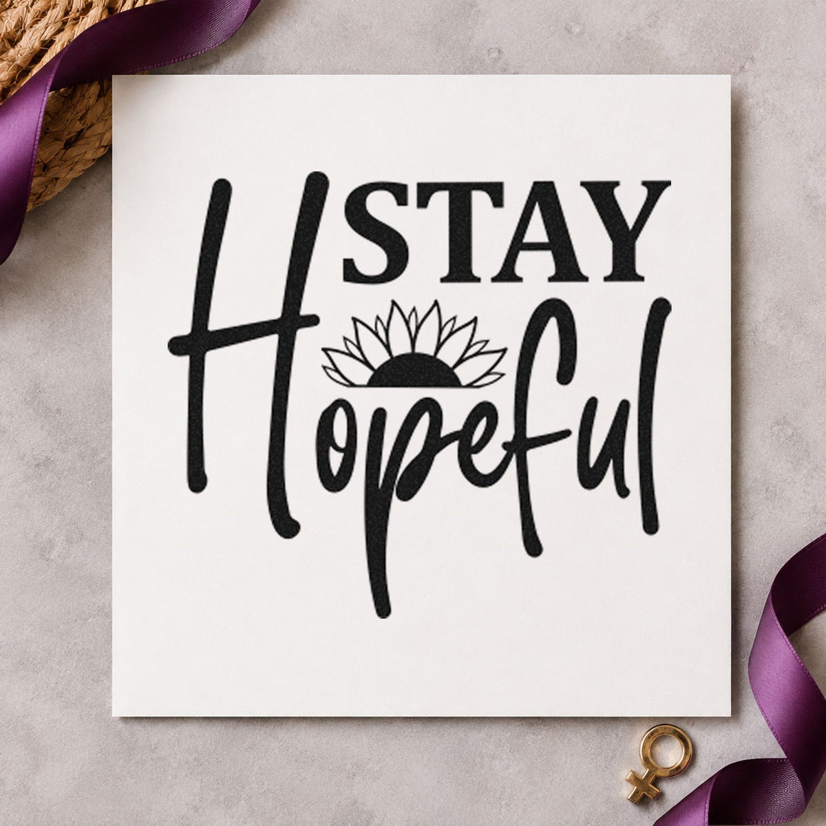 Stay Hopeful Sunflower Word Art Pre-Inked Stamp – Slim in use 4