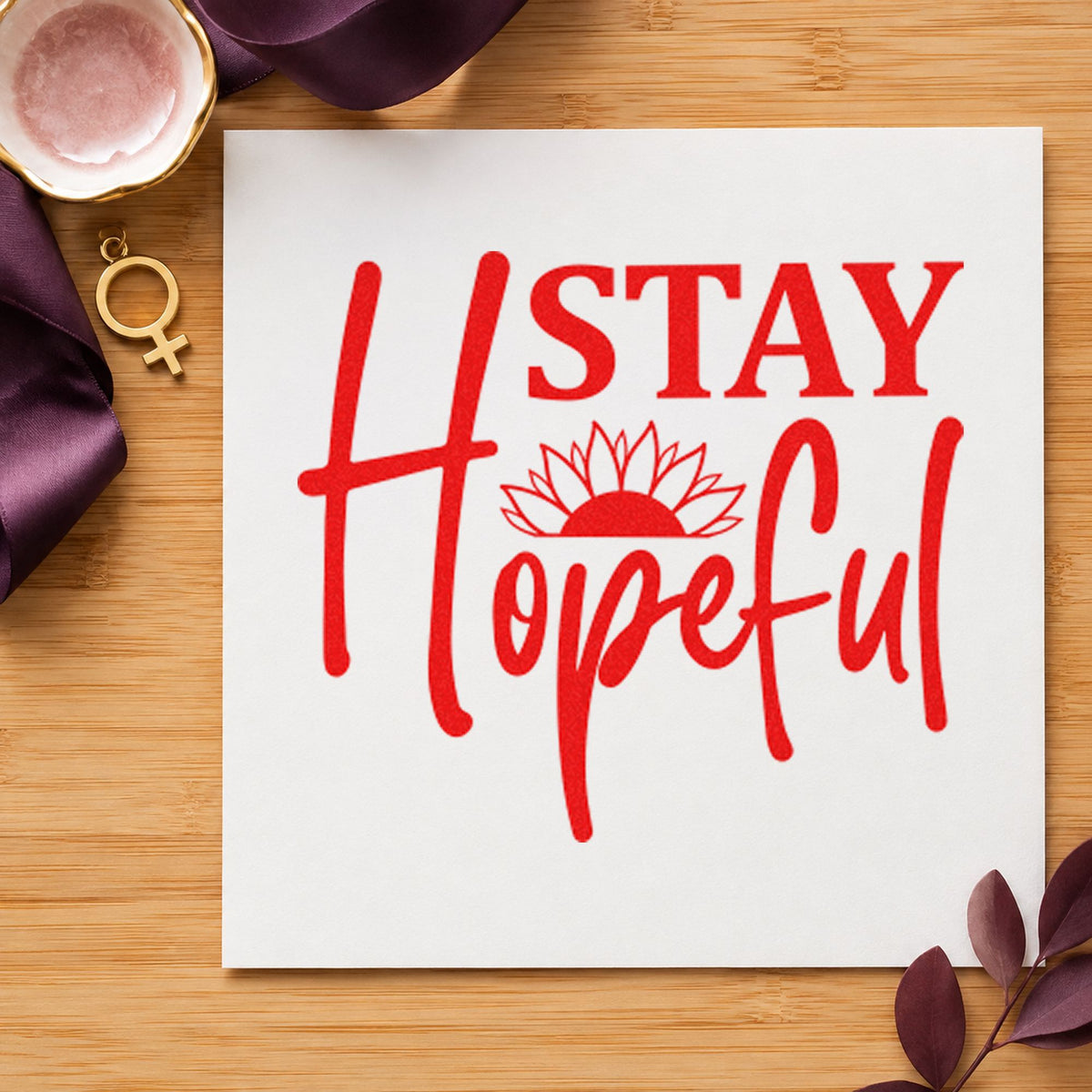 Stay Hopeful Sunflower Word Art Rubber Stamp – Wood Handle in use 8