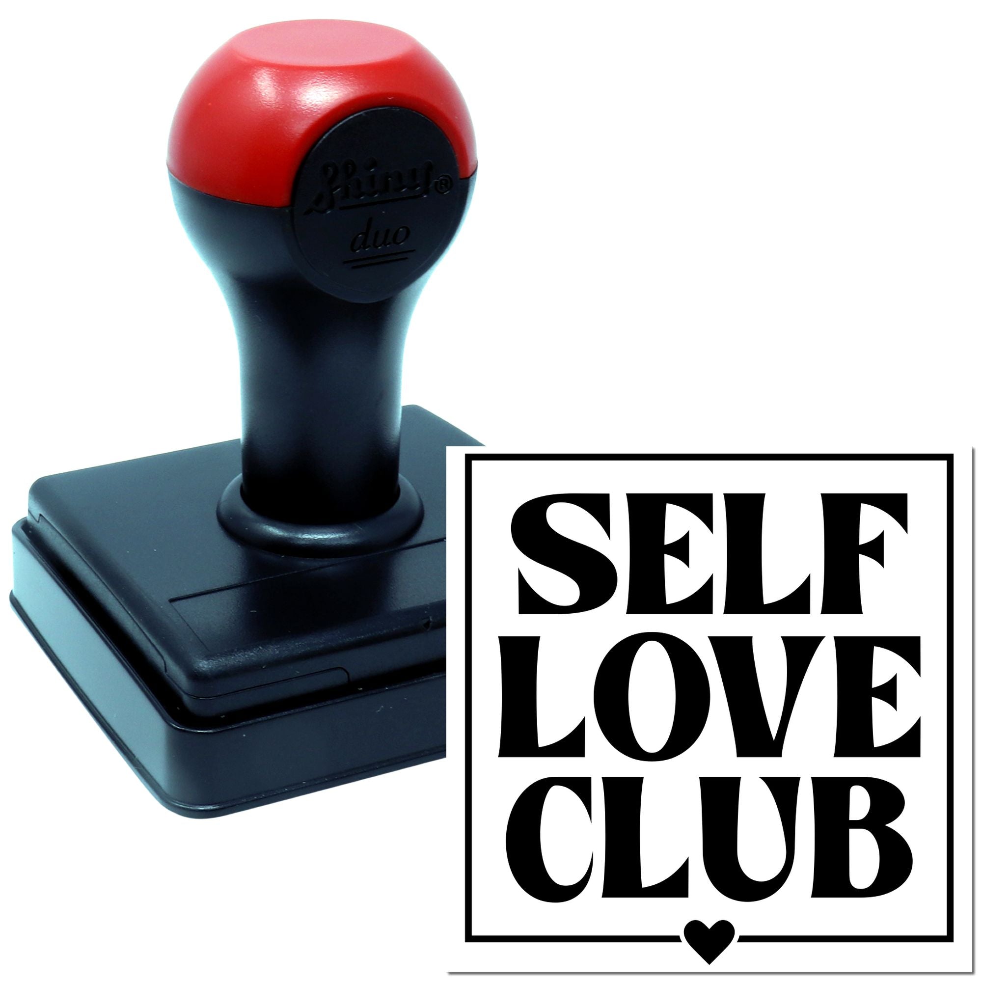 Self-inking rubber stamp featuring Self Love Club design for crafts, planners, and handmade packaging.