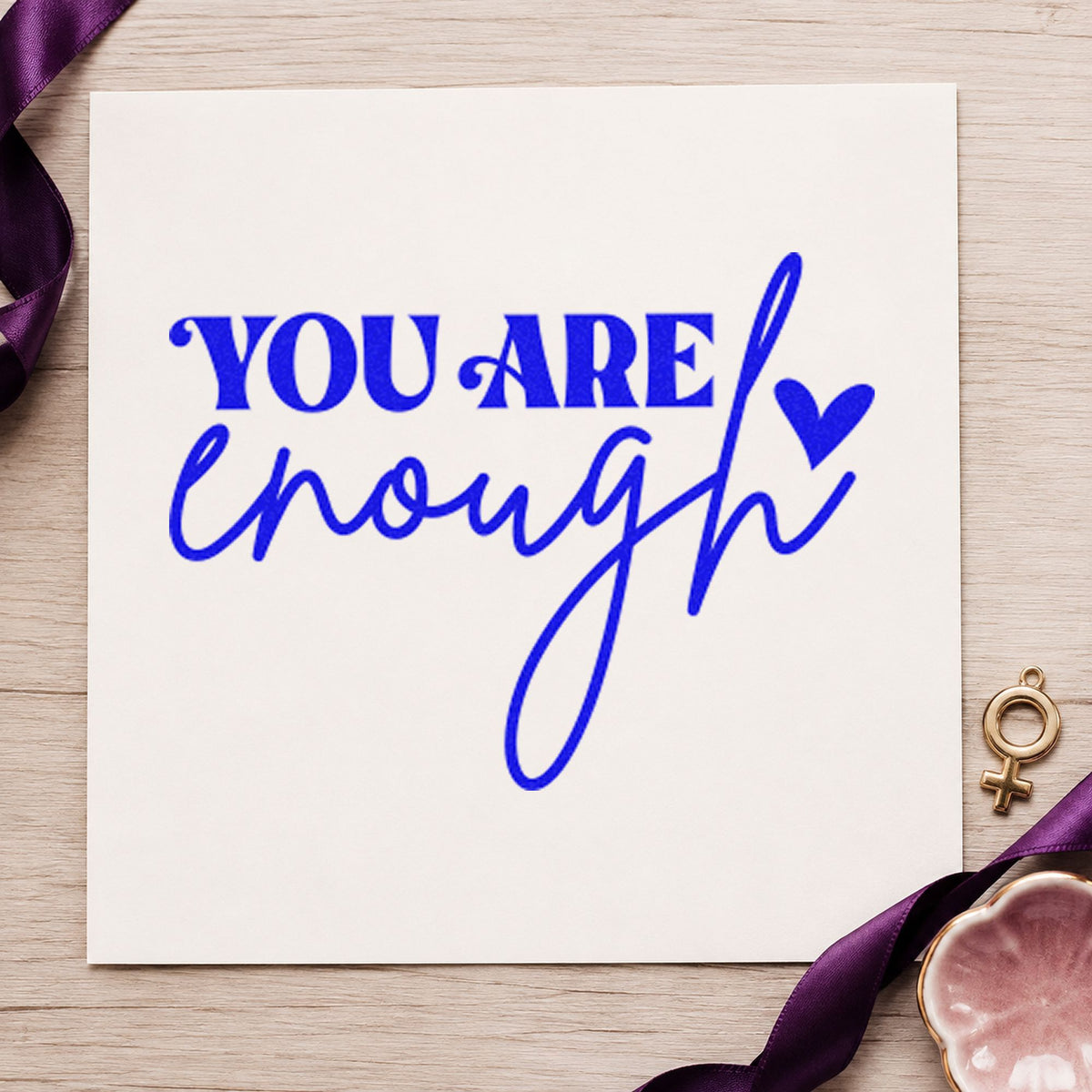 Duo Hand You Are Enough Heart Rubber Stamp in use 5