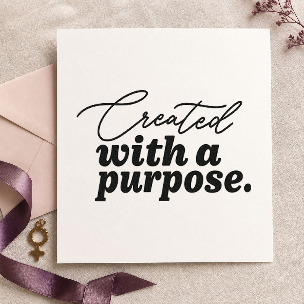 Created With A Purpose Script Lettering PSI Pre-Inked Stamp in use 3