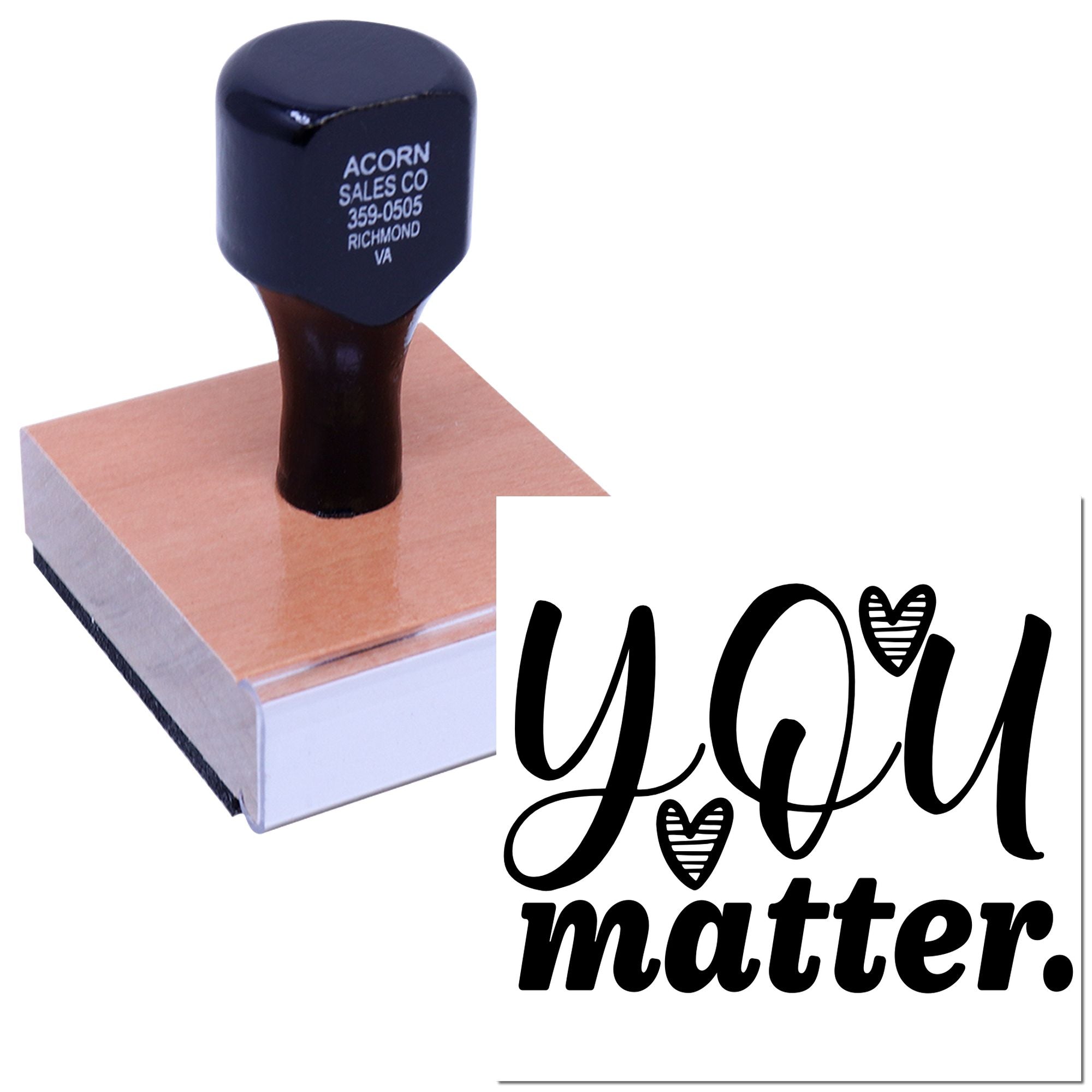 Custom rubber stamp with you matter message for encouragement notes, teacher rewards, and small business packaging.