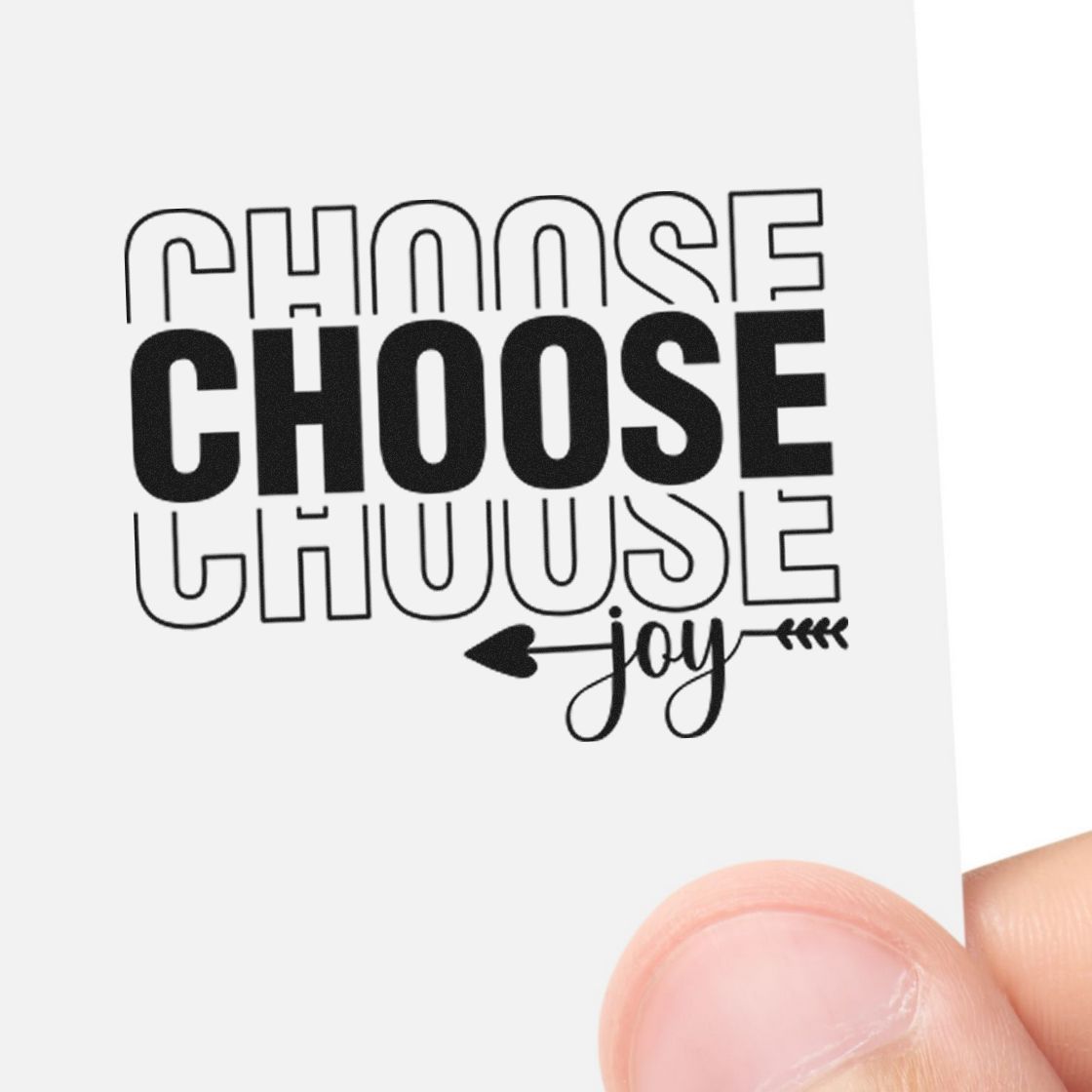 Choose Joy rubber stamp design with bold typography and arrow accent for cards, planners, and DIY craft projects.