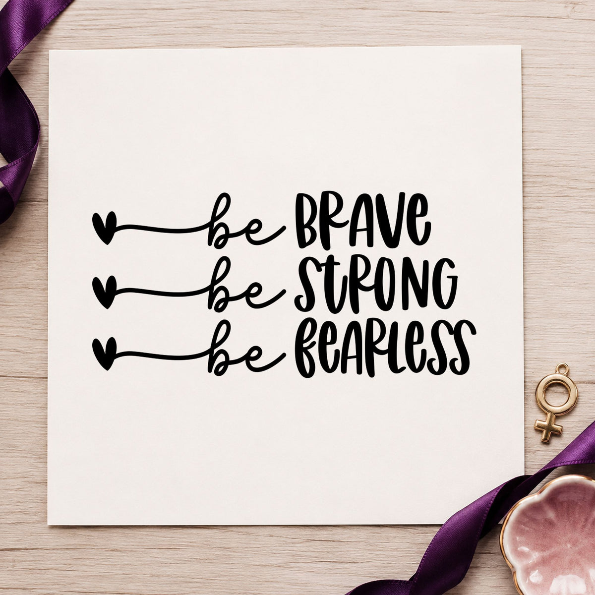Brave Strong Fearless Hearts Slim Pre-Inked Stamp in use 10