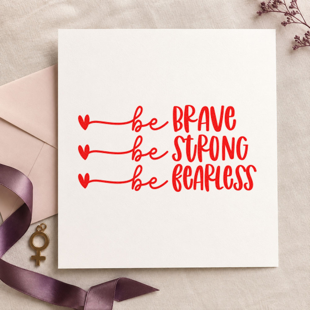 Brave Strong Fearless Hearts Slim Pre-Inked Stamp in use 8