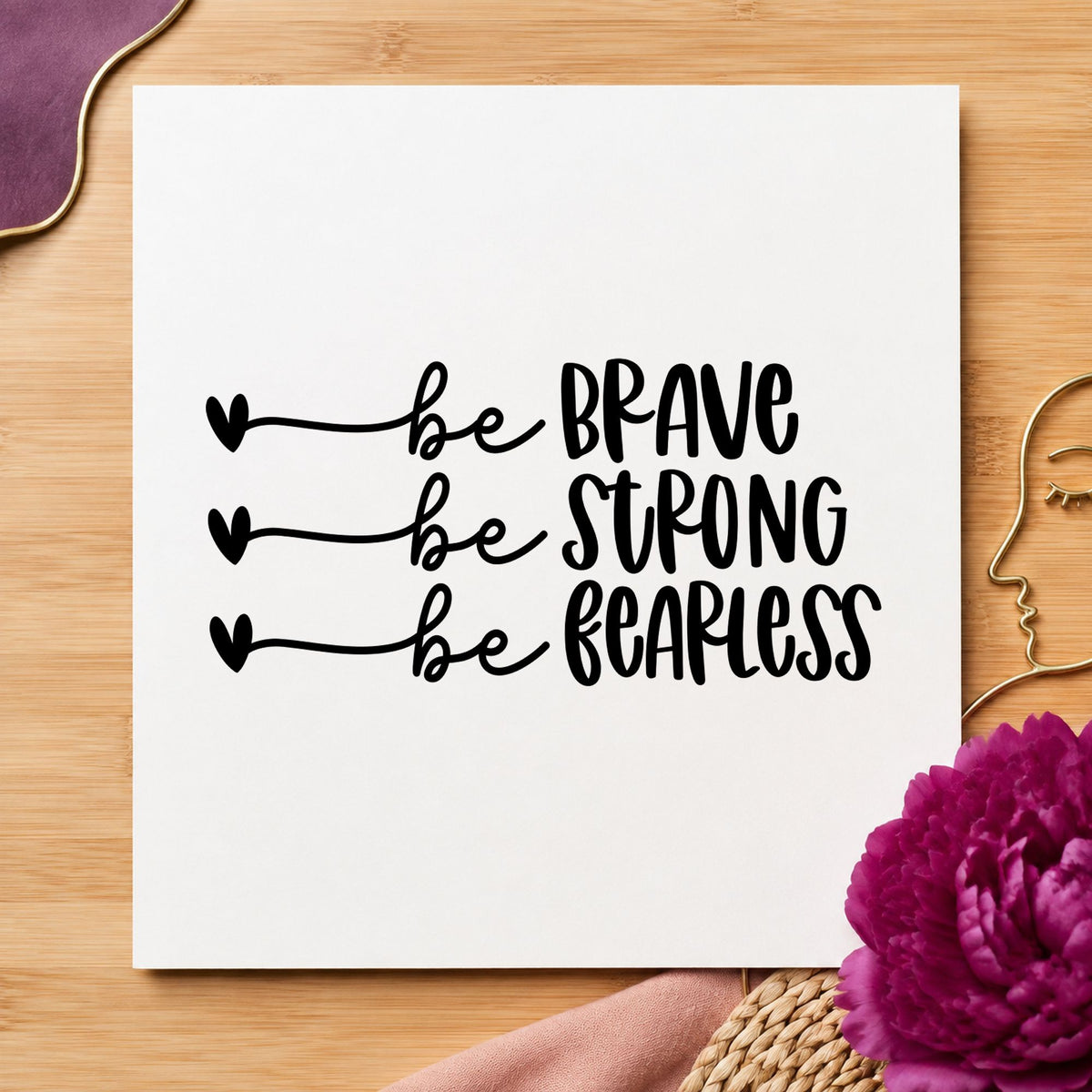 Brave Strong Fearless Hearts Slim Pre-Inked Stamp in use 9