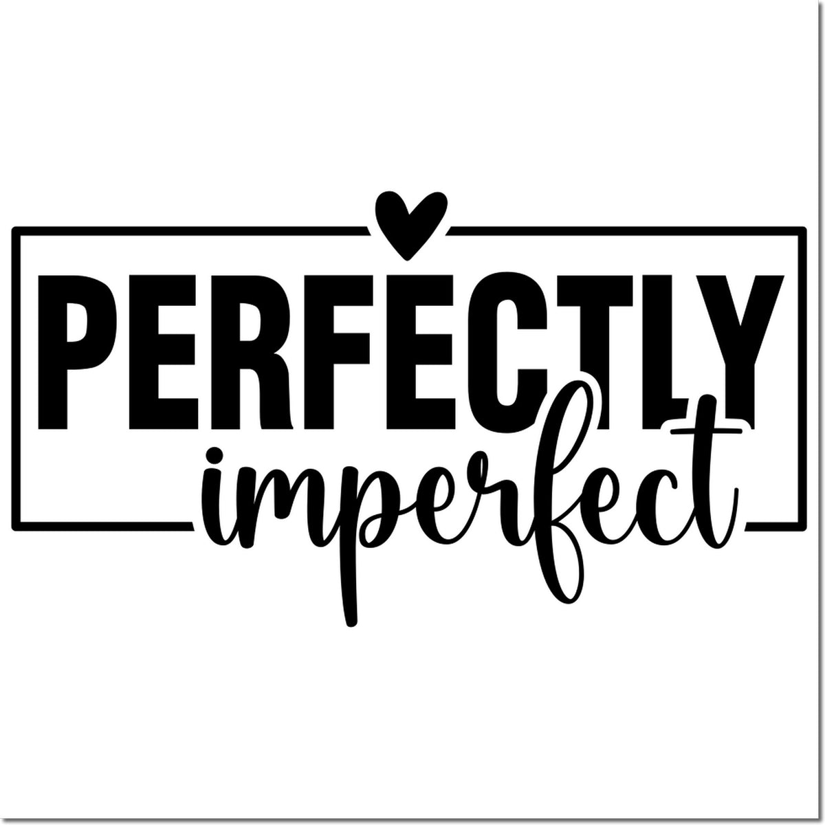 Perfectly imperfect custom rubber stamp design with heart icon for handmade crafts, packaging, and journal marking.