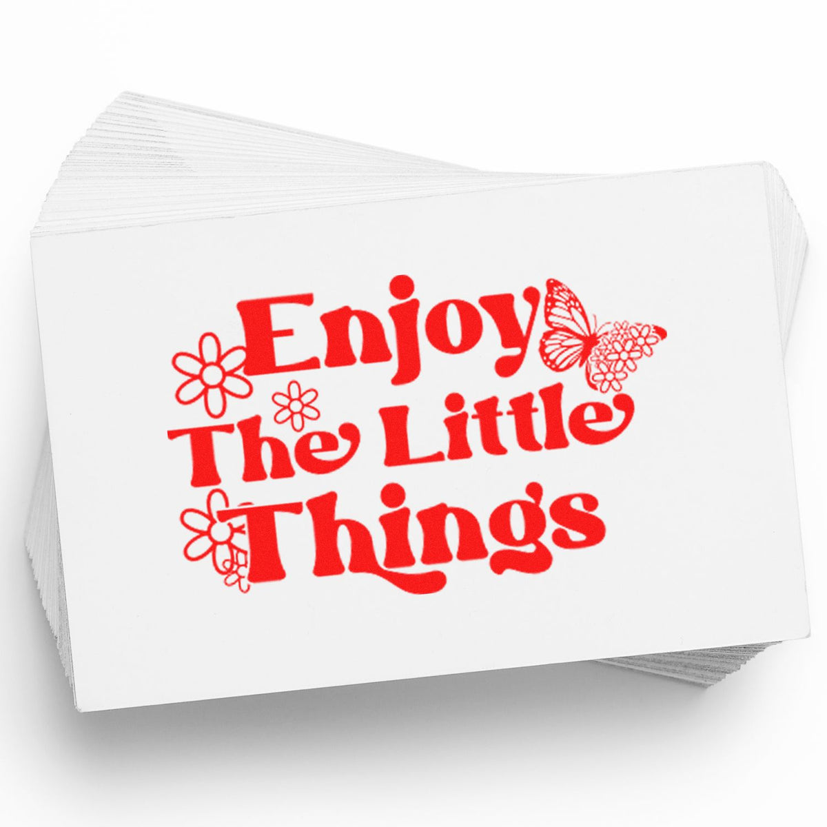 Decorative rubber stamp with Enjoy The Little Things floral and butterfly design for cards, crafts and scrapbooking.
