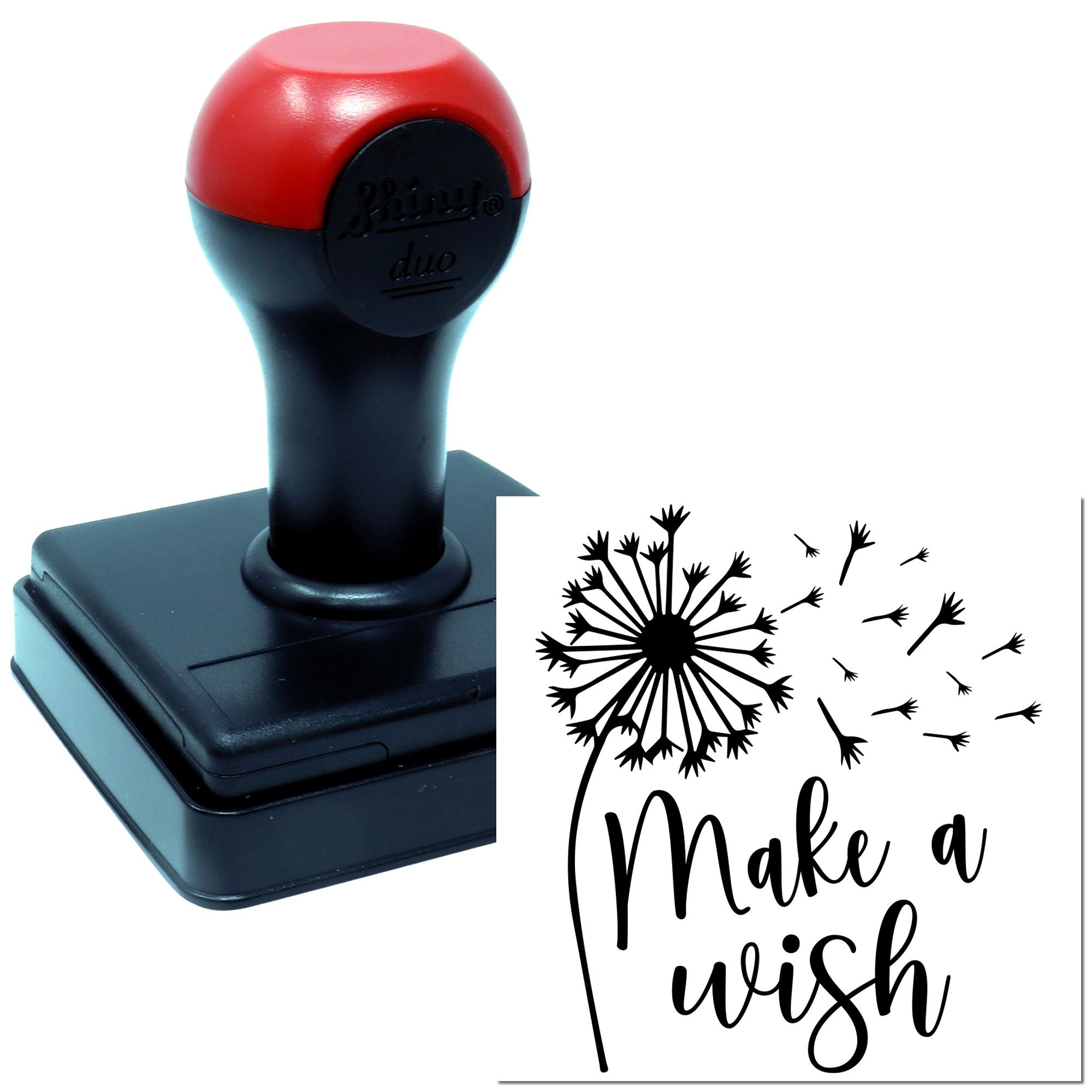 Personalized self-inking rubber stamp with dandelion Make a wish design for handmade cards, crafts, and invitations.